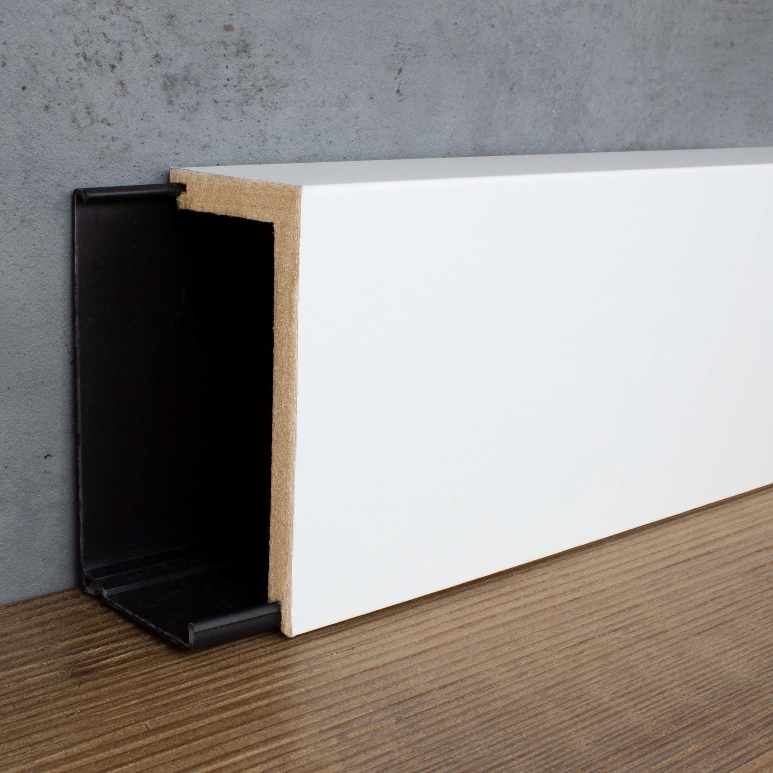 PROVISTON Sockelleiste MDF, 41 x 141 x 2400 mm, Weiß, Heizrohr Abdeckleiste