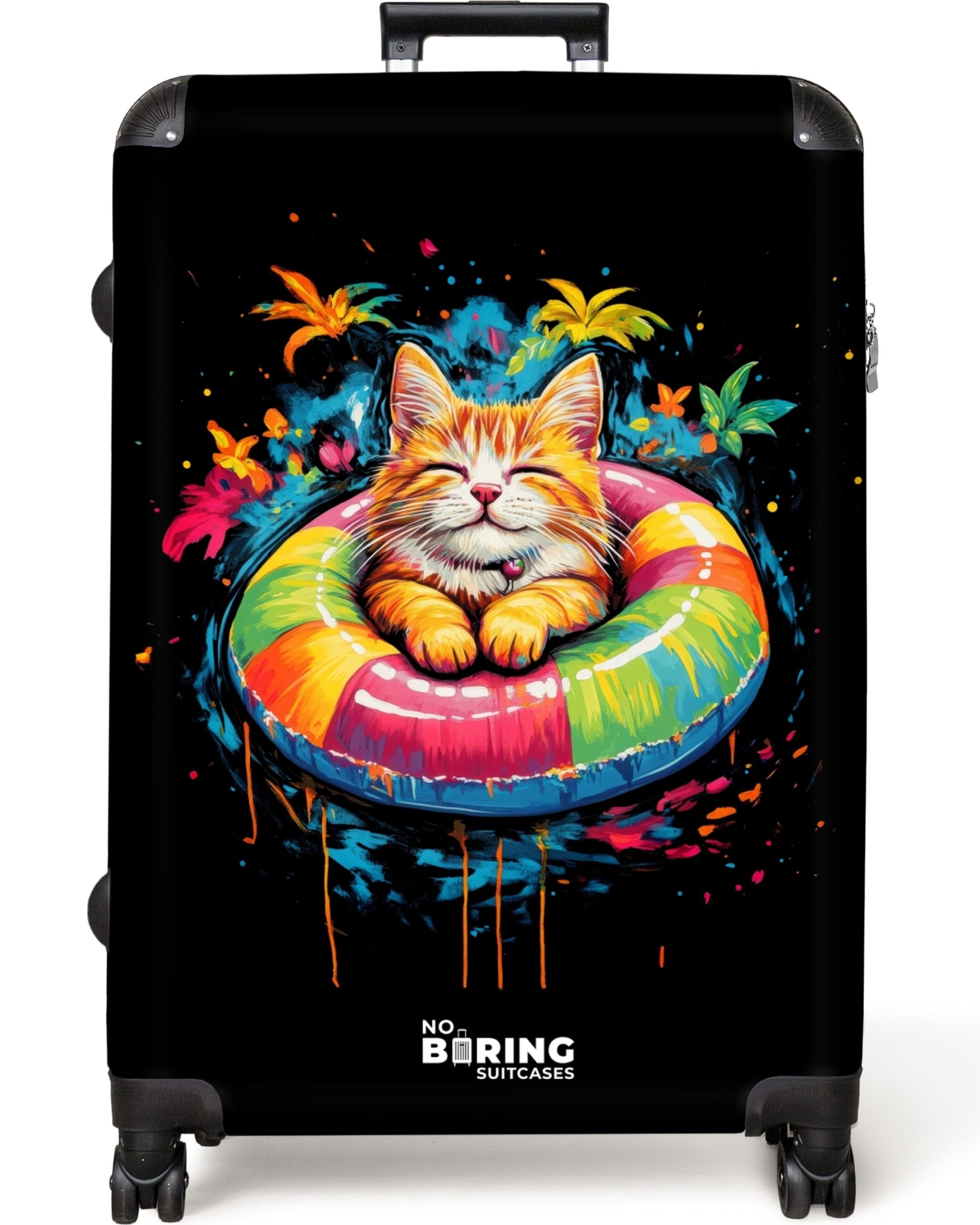 NoBoringSuitcases.com© Hartschalen-Trolley Sommerkatze mit buntem Schwimmba günstig online kaufen