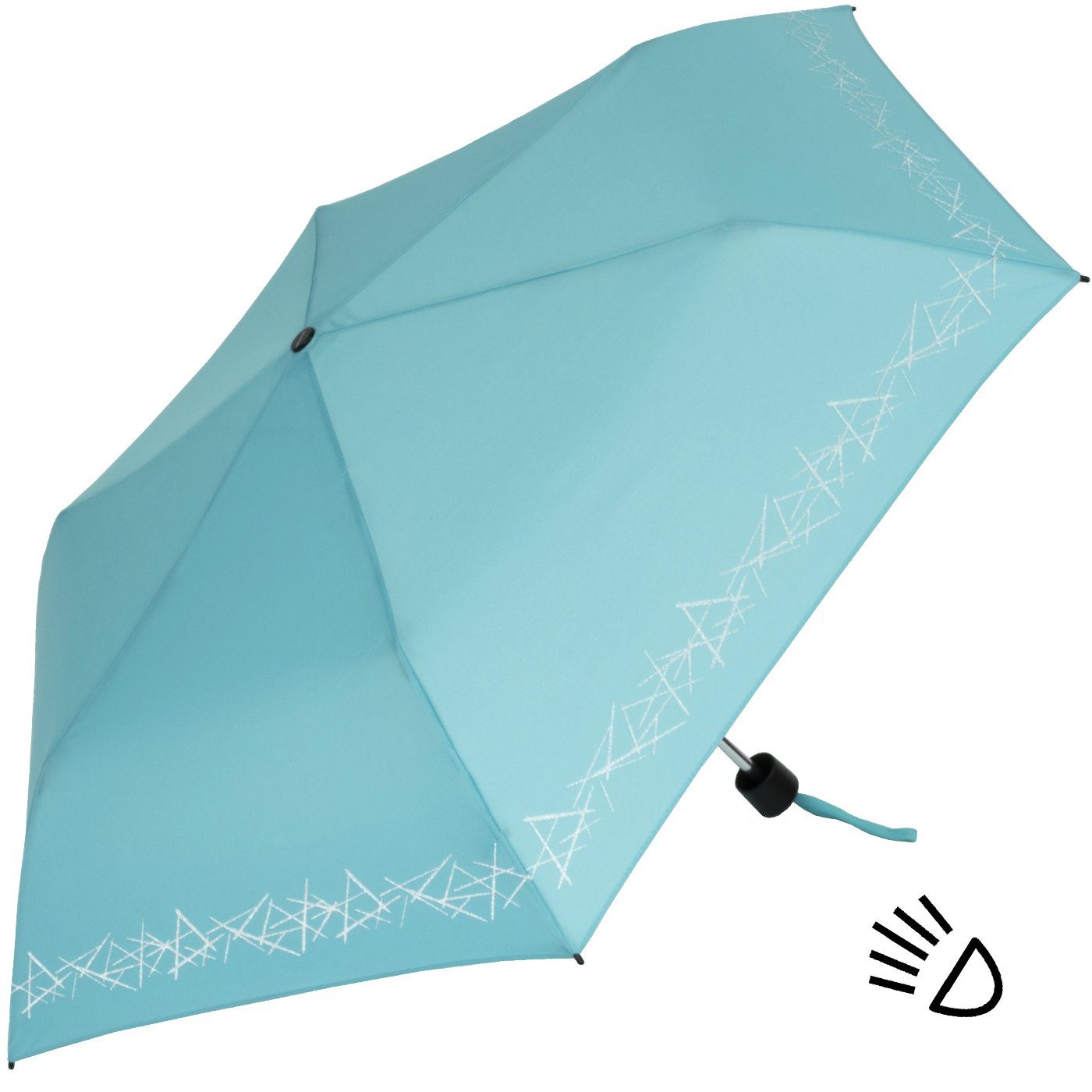 Knirps® Taschenregenschirm Kinderschirm 4Kids reflective mit Reflexborte, Sicherheit auf dem Schulweg, leicht, uni, capri – Bild 4 von 5