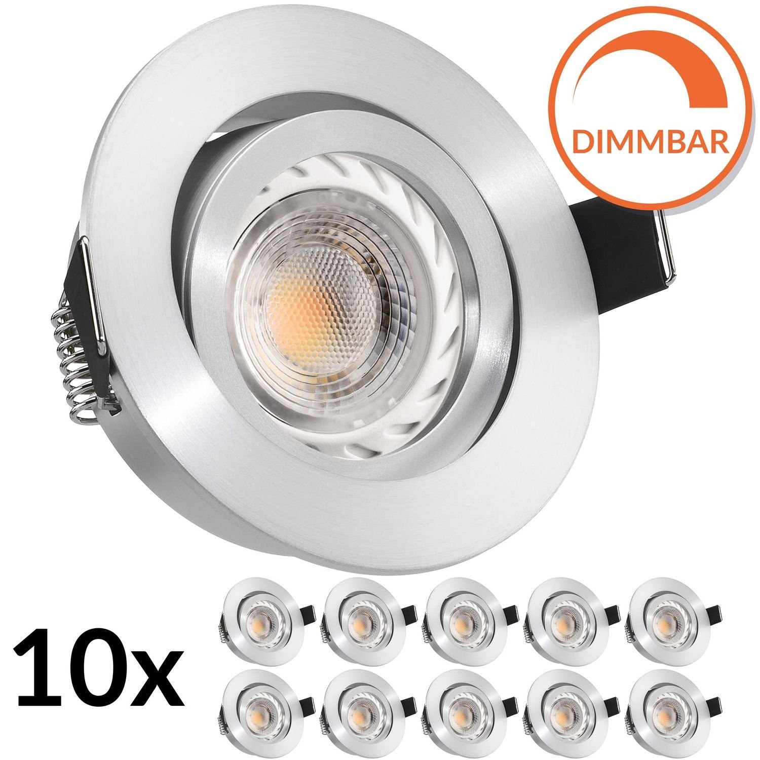 mit LED aluminium 5,5W LE GU10 10er Set Einbaustrahler LEDANDO LED von Einbaustrahler in LED matt