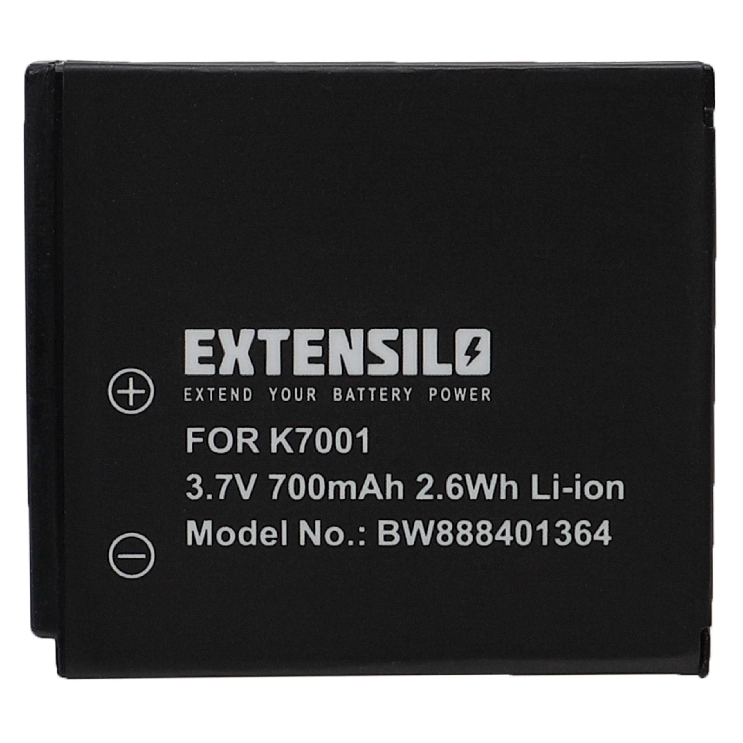 Extensilo passend für 3,7V, Kamera MD85562, Foto mAh / MD86084 MD85863, Li-Ion) Medion (700mAh, MD85416, 700 Digitalkamera Foto DSLR Kamera-Akku MD86063, MD86390, P42010, MD86288, 