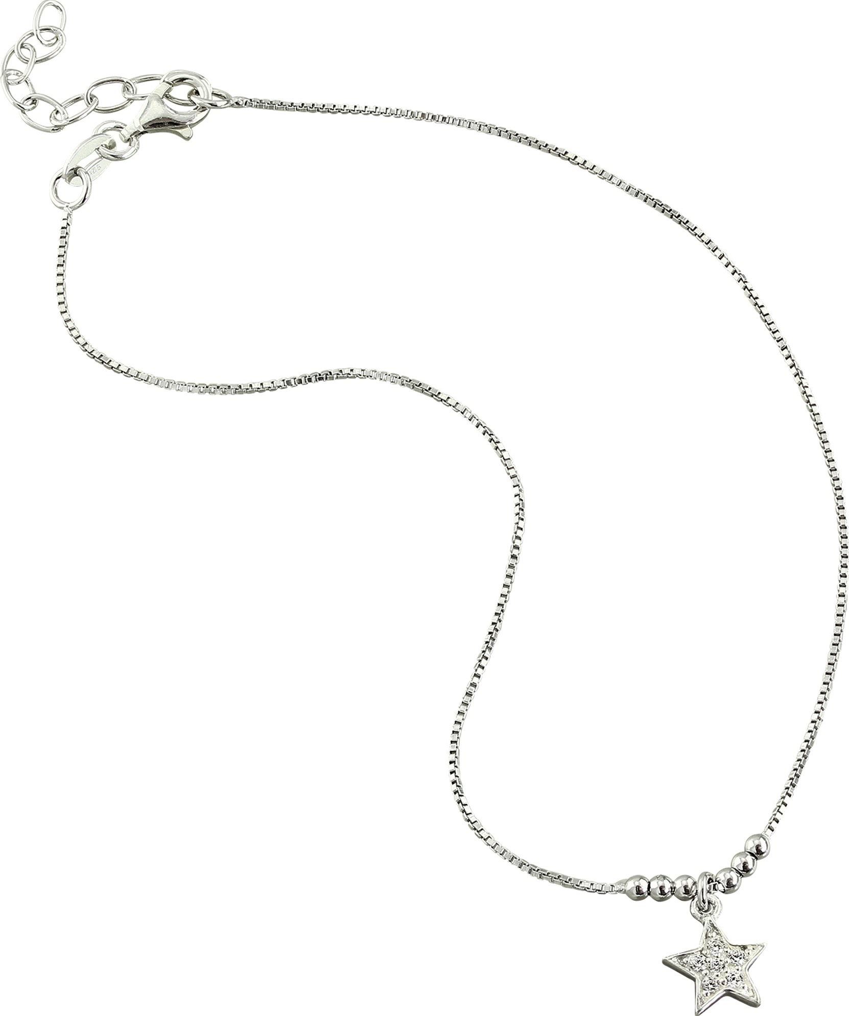 SilberDream Fußkette mit Anhänger SilberDream Damen Fußkette Stern weiß, Damen Fußkette Stern aus 925 Sterling Silber, Farbe: weiß, silber