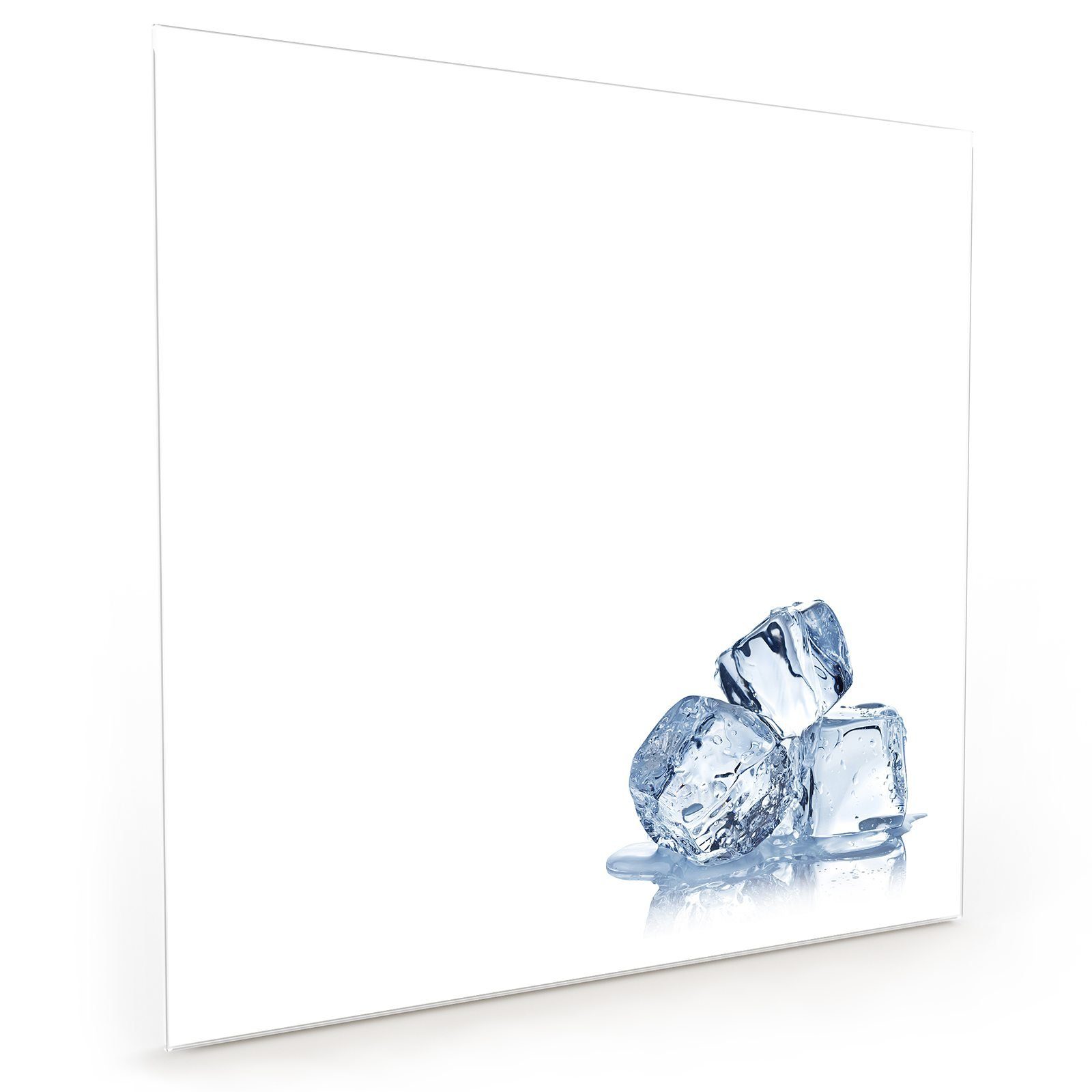 Küchenrückwand Primedeco Eiswürfel Spritzschutz auf Glas Wasser Küchenrückwand Motiv mit