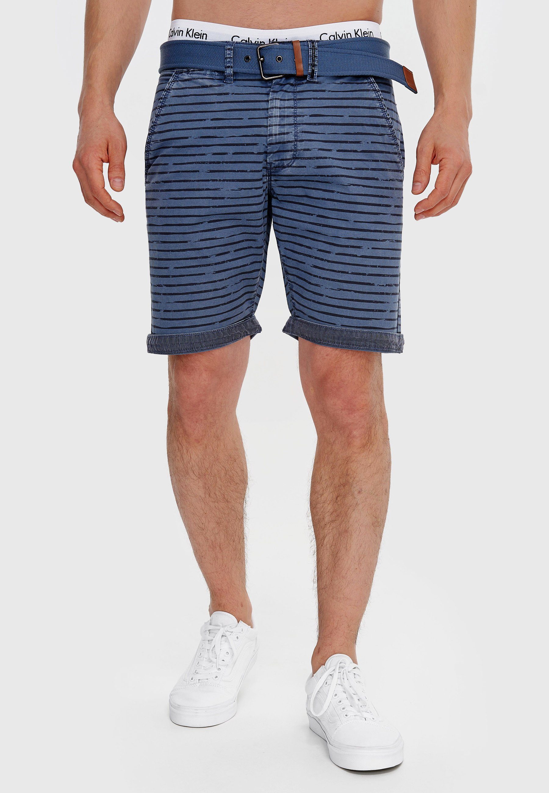 Indicode Chinoshorts Arroyo mit auffälligem Streifenmuster günstig online kaufen