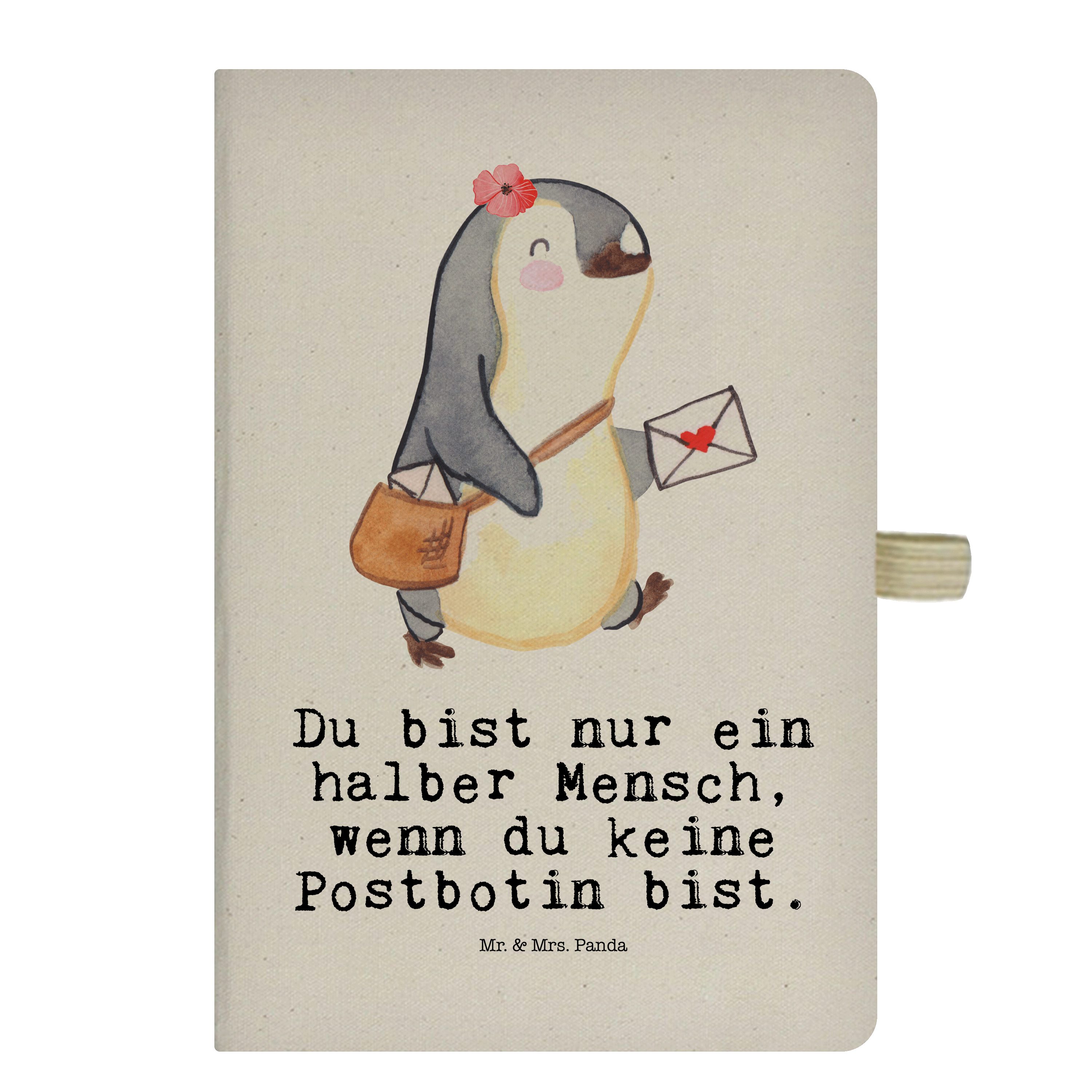 Mr. & Mrs. Panda Notizbuch Postbotin mit Herz - Transparent - Geschenk, Notizheft, Postlerin, Ju Mr. & Mrs. Panda