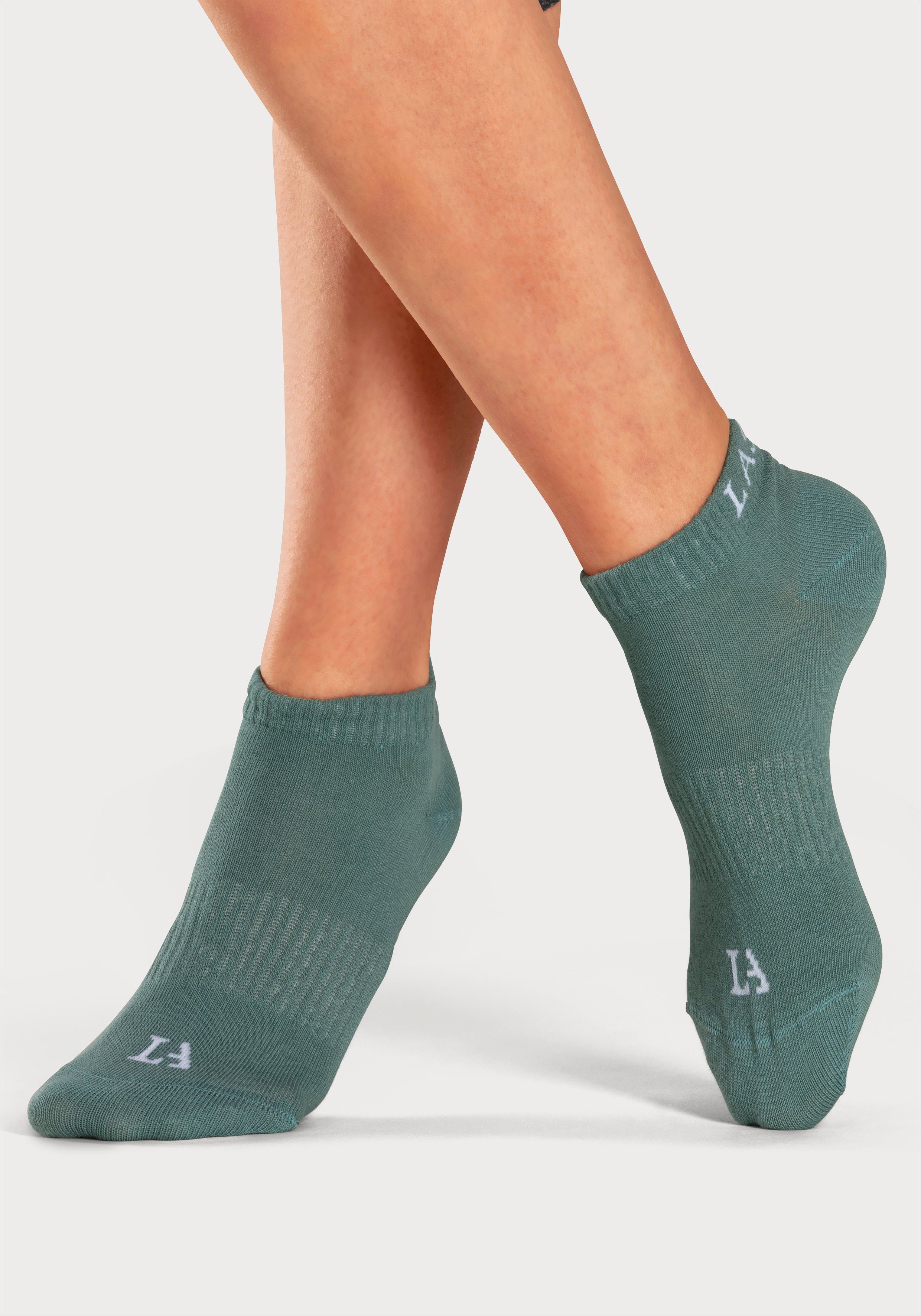 LASCANA ACTIVE Sneakersocken Damen Sportsocken, Kurzsocken ohne Frottee Laufsocken (Packung, 6-Paar, Gr. 35-38 bis 39-42) mit eingestricktem Marken Logo – Bild 5 von 5