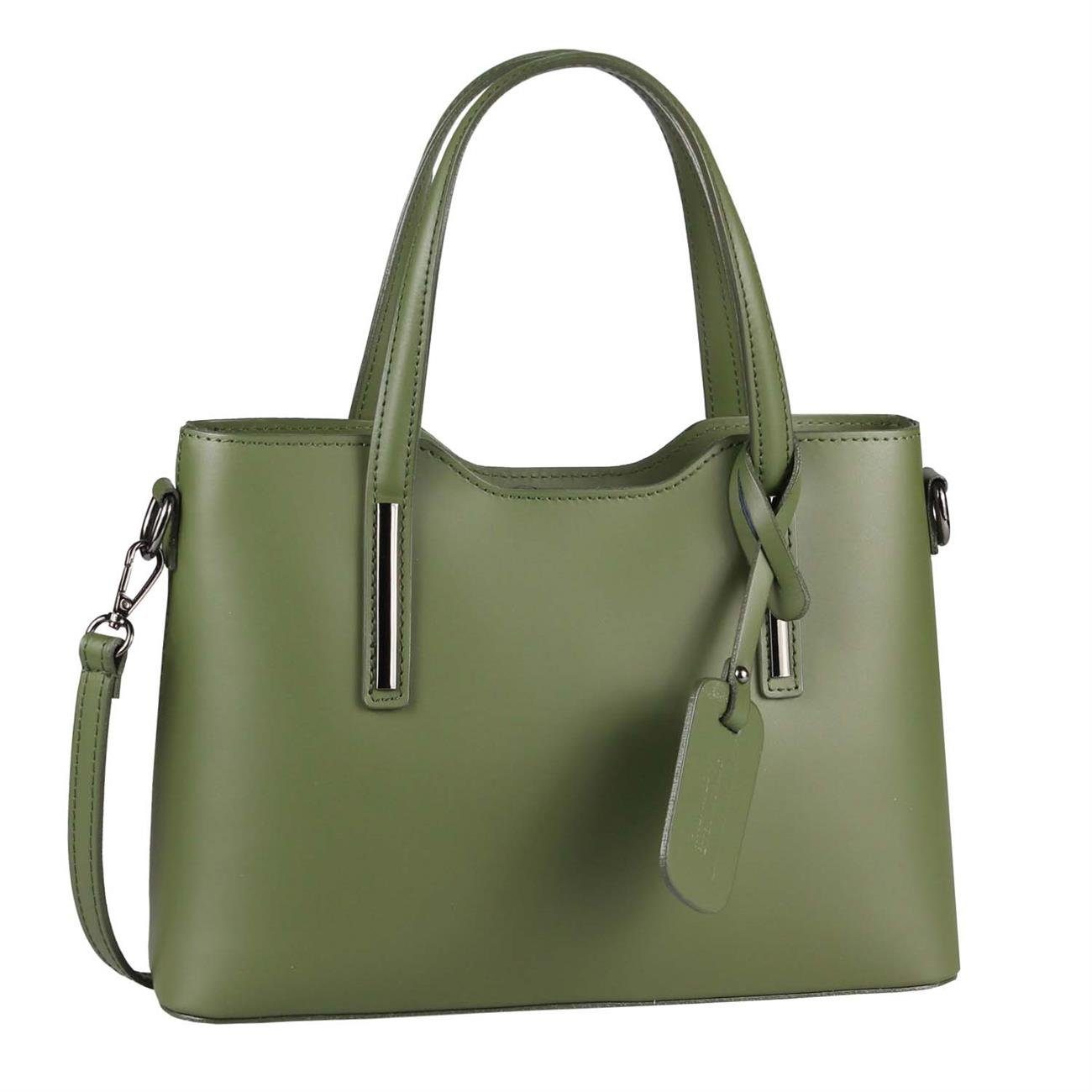 ITALYSHOP24 Schultertasche Made in Italy Damen Leder Handtasche, als CrossOver, Umhängetasche, Shopper tragbar