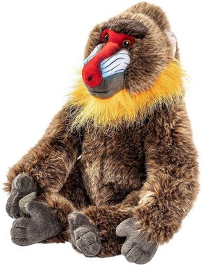 Uni-Toys Kuscheltier Mandrill mit Klettverschluss - 29 cm (Höhe) - Plüsch-Affe, Plüschtier, zu 100 % recyceltes Füllmaterial