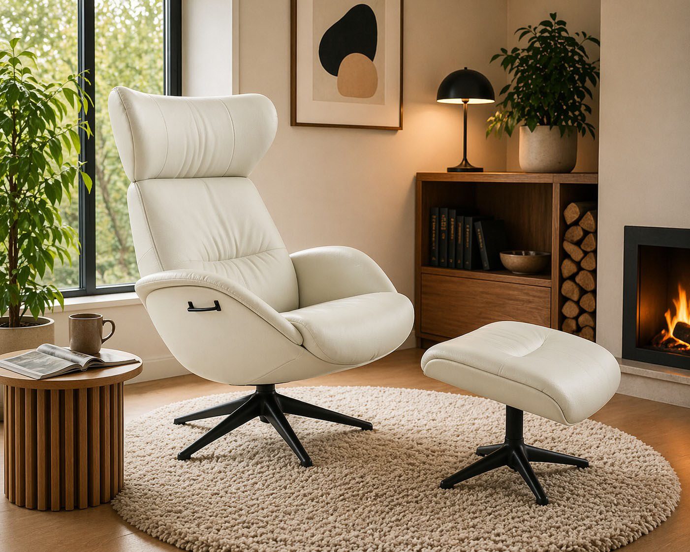 FLEXLUX Relaxsessel Fernsehsessel More, ergonomisch, drehbar, robuster Fuß, Scandi, Premium Komfort, Rücken- & Kopfteilverstellung, drehbar, Fuß schwarz
