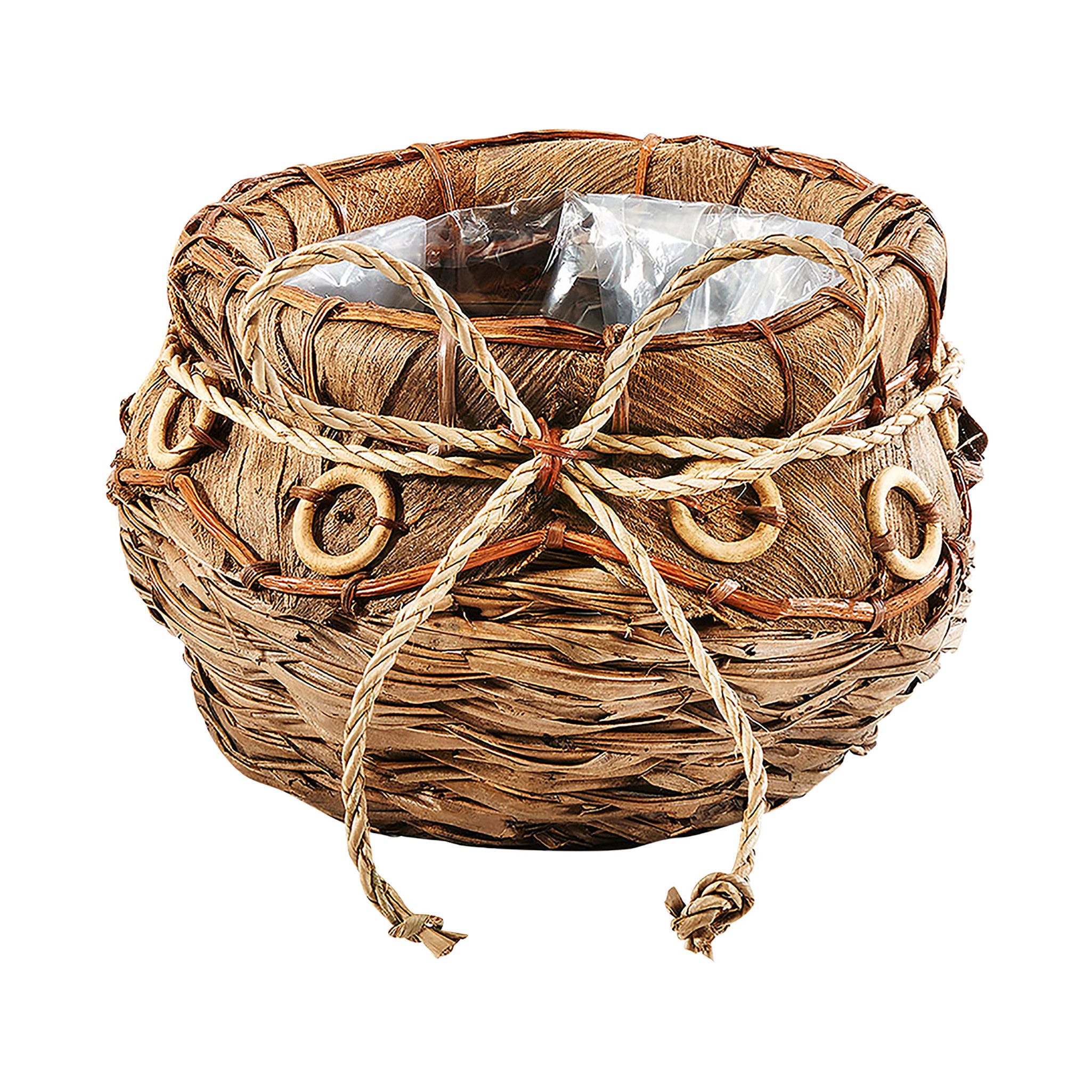 Kobolo Blumentopf Übertopf Blumentopf Kokosblatt - Braun - 35x22 cm