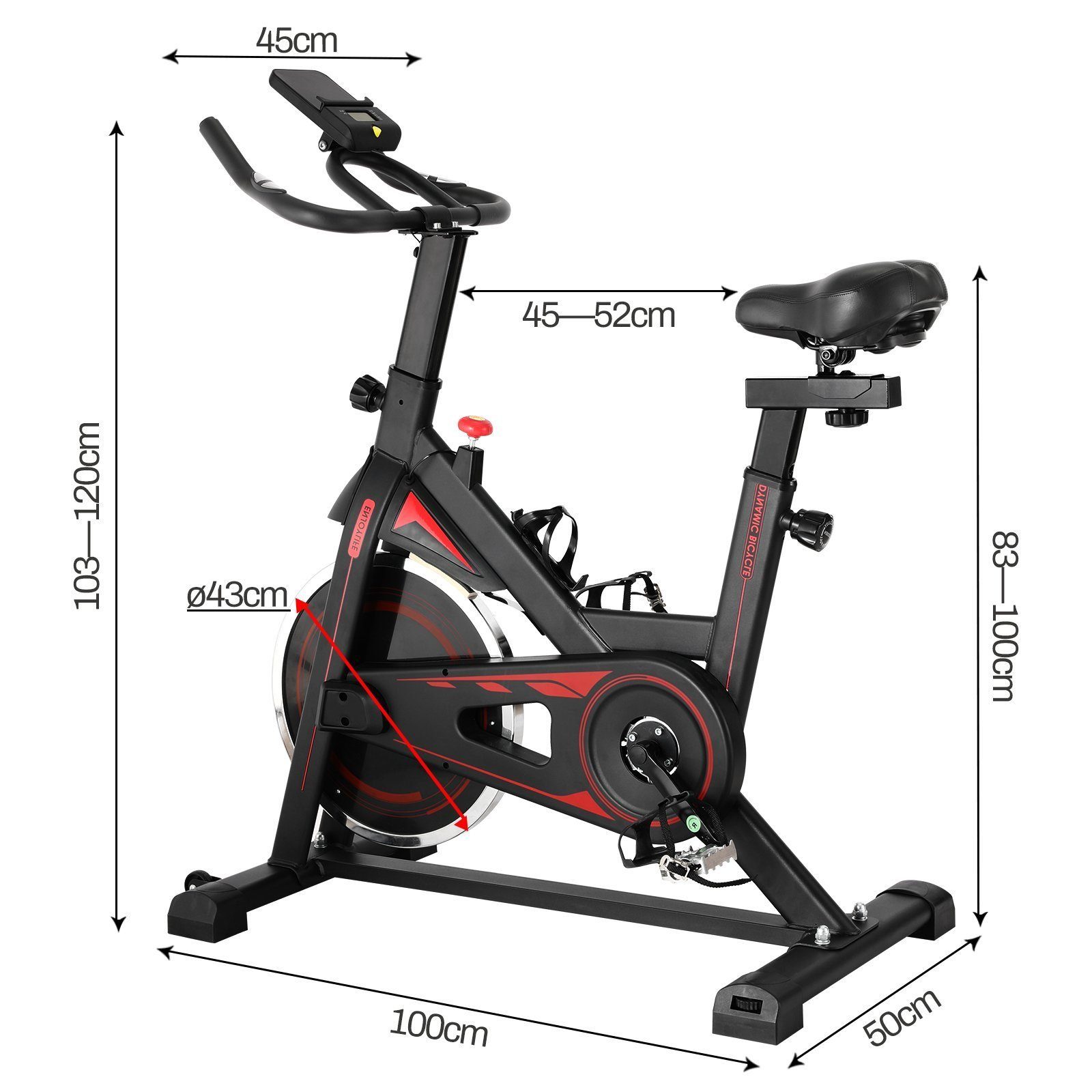 Hop-Sport Indoor Bike HS-065IC – Speedbike Mit 20 Kg Schwungrad, LCD-Display, Bis 150 Kg, Verstellbarer Sattel