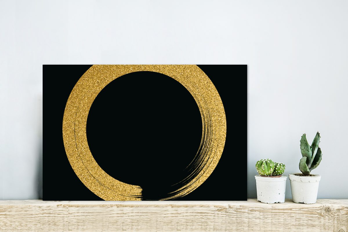 MuchoWow Metallbild Kreis aus goldenem Glitter günstig online kaufen