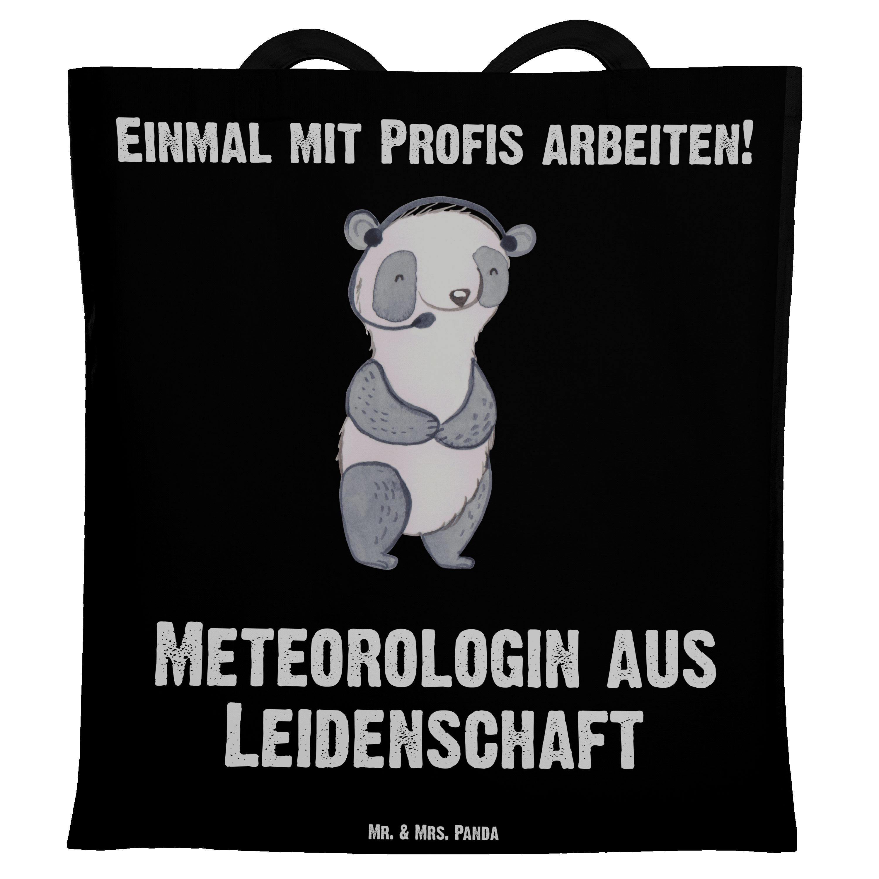 Mr. & Mrs. Panda Tragetasche Meteorologin aus Leidenschaft - Schwarz - Geschenk, Einkaufstasche, S (1-tlg)
