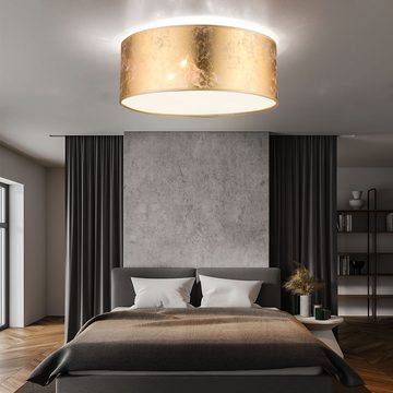 Globo Deckenleuchte, Leuchtmittel nicht inklusive, Deckenleuchte gold Textil Deckenlampe Stoffschirm Wohnzimmerleuchte