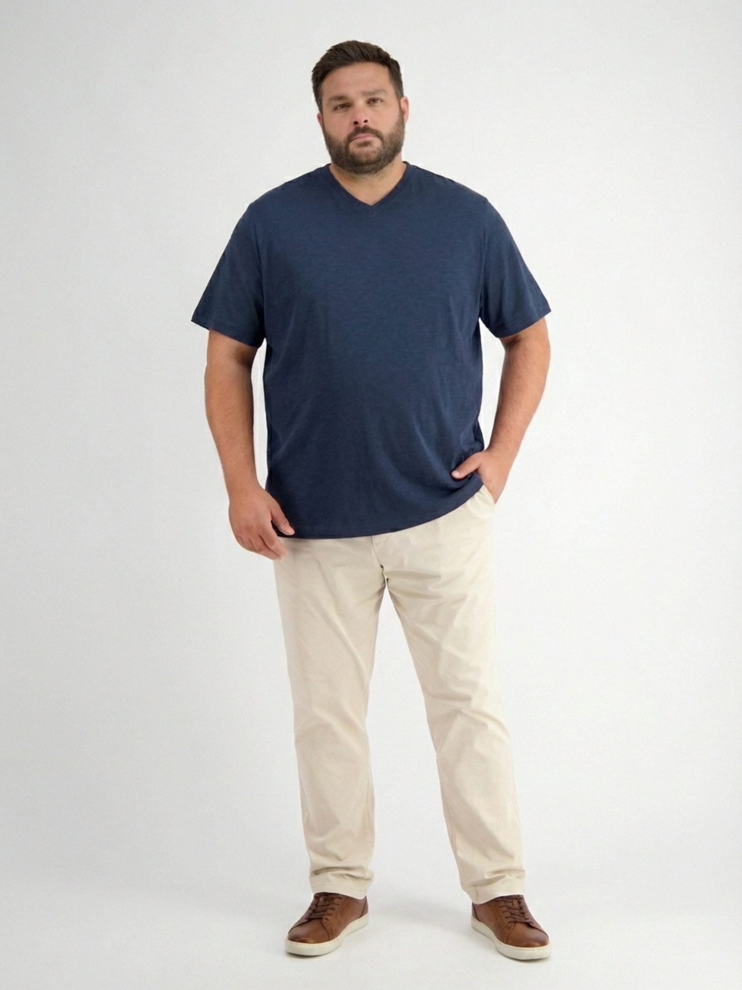 LERROS T-Shirt T-Shirt mit Rundhalsausschnitt, grosse Größen Herren T-Shirt Übergröße, 100% Baumwolle, Einfarbig, Kurzarm