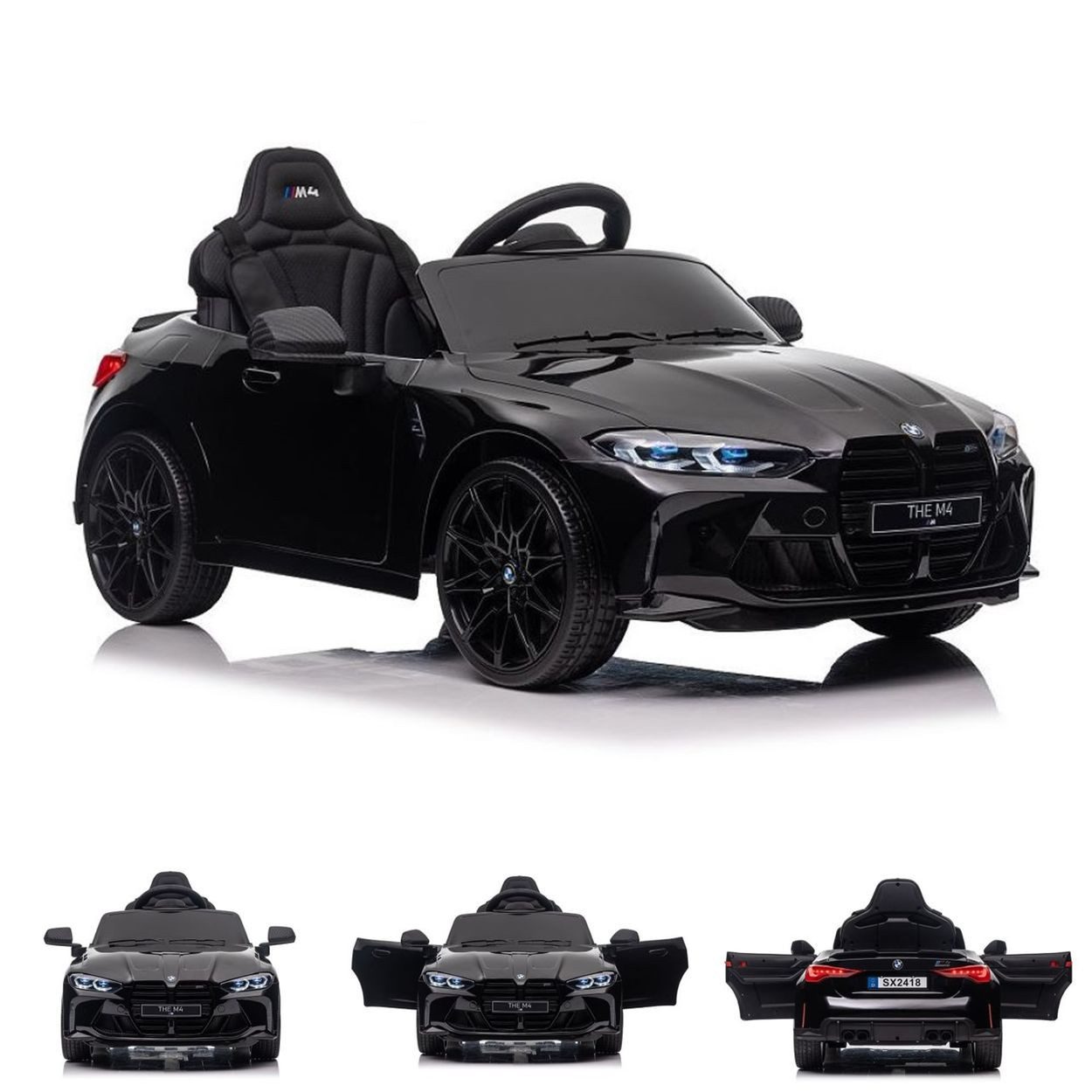 ES-Toys Elektro-Kinderauto BMW M4, Belastbarkeit 40 kg, EVA-Reifen, Kunstledersitz, lizenziert, 2x 35 Watt Motoren, 2 Motoren