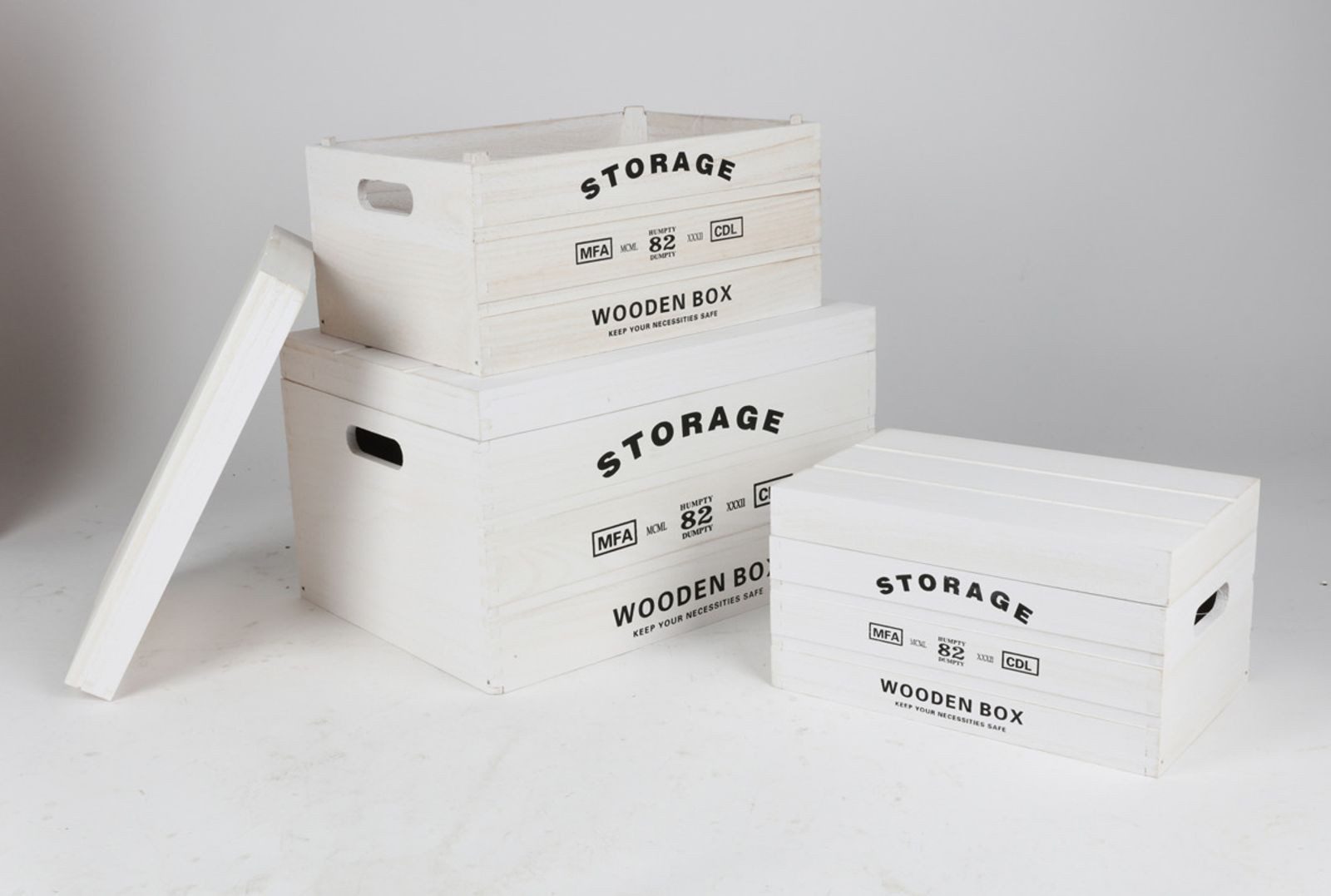 BURI Aufbewahrungsbox Set 3 Stück Kisten Deckel Holz Tragetaschen Körbe Aufbewahrung Deko