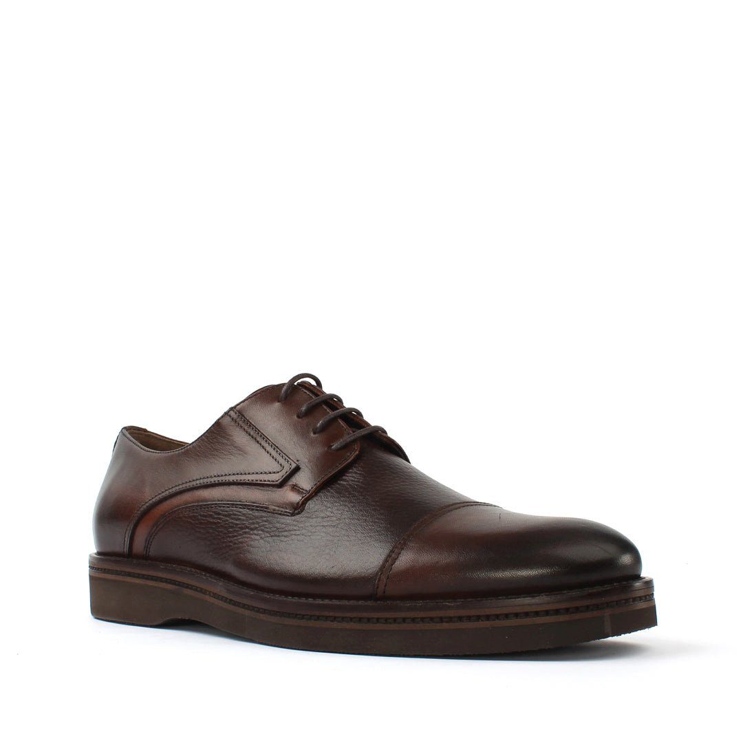 Celal Gültekin Derby Cap-Toe Business Schuhe Herren Schnürschuh Derby Cap-Toe, Echtleder-Futter, Plateau-EVA-Sohle, Braun, 43
