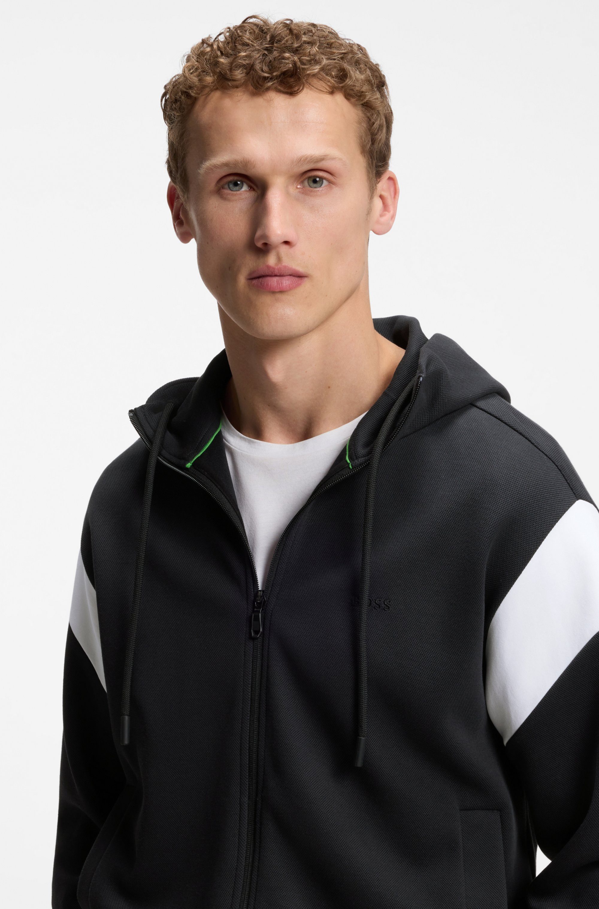 BOSS GREEN Kapuzensweatjacke Union Saggy Kapuze, Regular Fit, Baumwoll-Mix