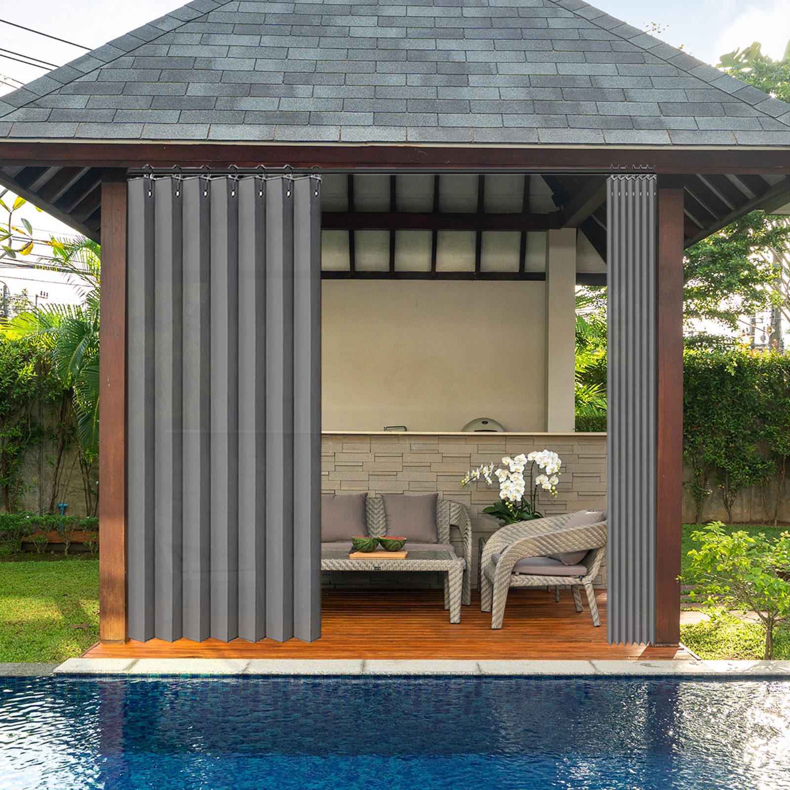 BTTO V&G Vorhang Wasserdichter Vorhang mit Haken,Terrassenvorhang  (2 St), günstig online kaufen