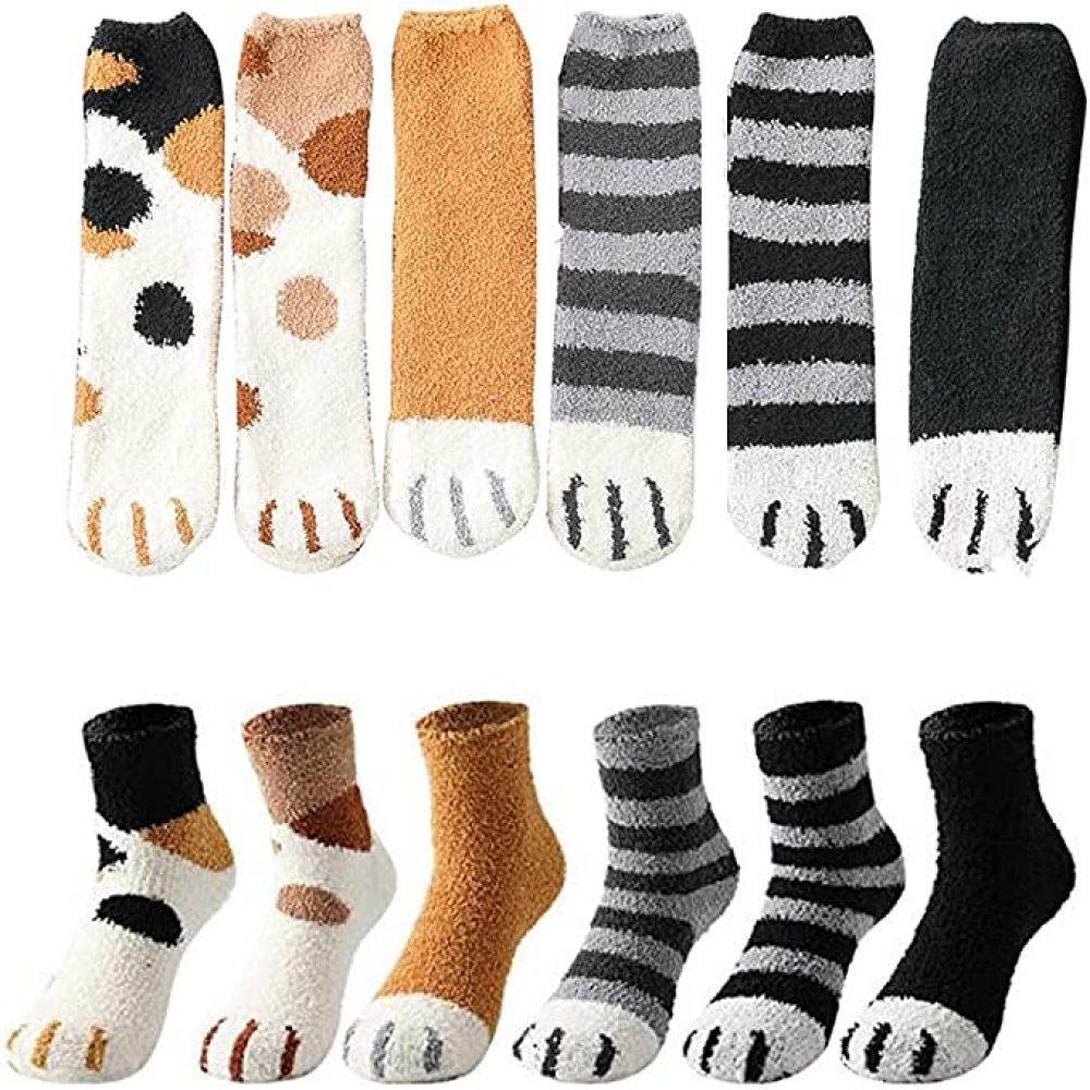 GelldG Haussocken 6 Paar Warme Flauschige Socken Damen, Coral Fleece  Wintersocken
