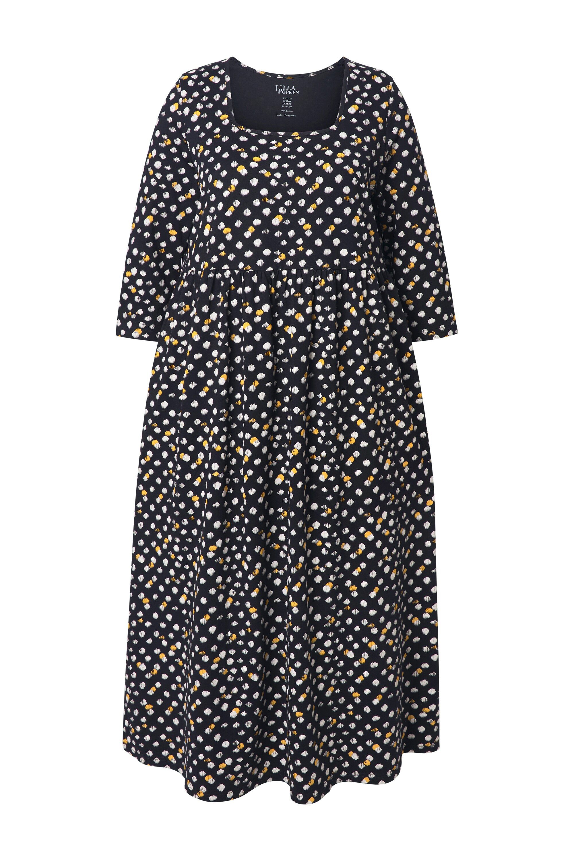 Ulla Popken Maxikleid Maxikleid Punkte A-Linie Carree-Ausschnitt 3/4-Arm günstig online kaufen