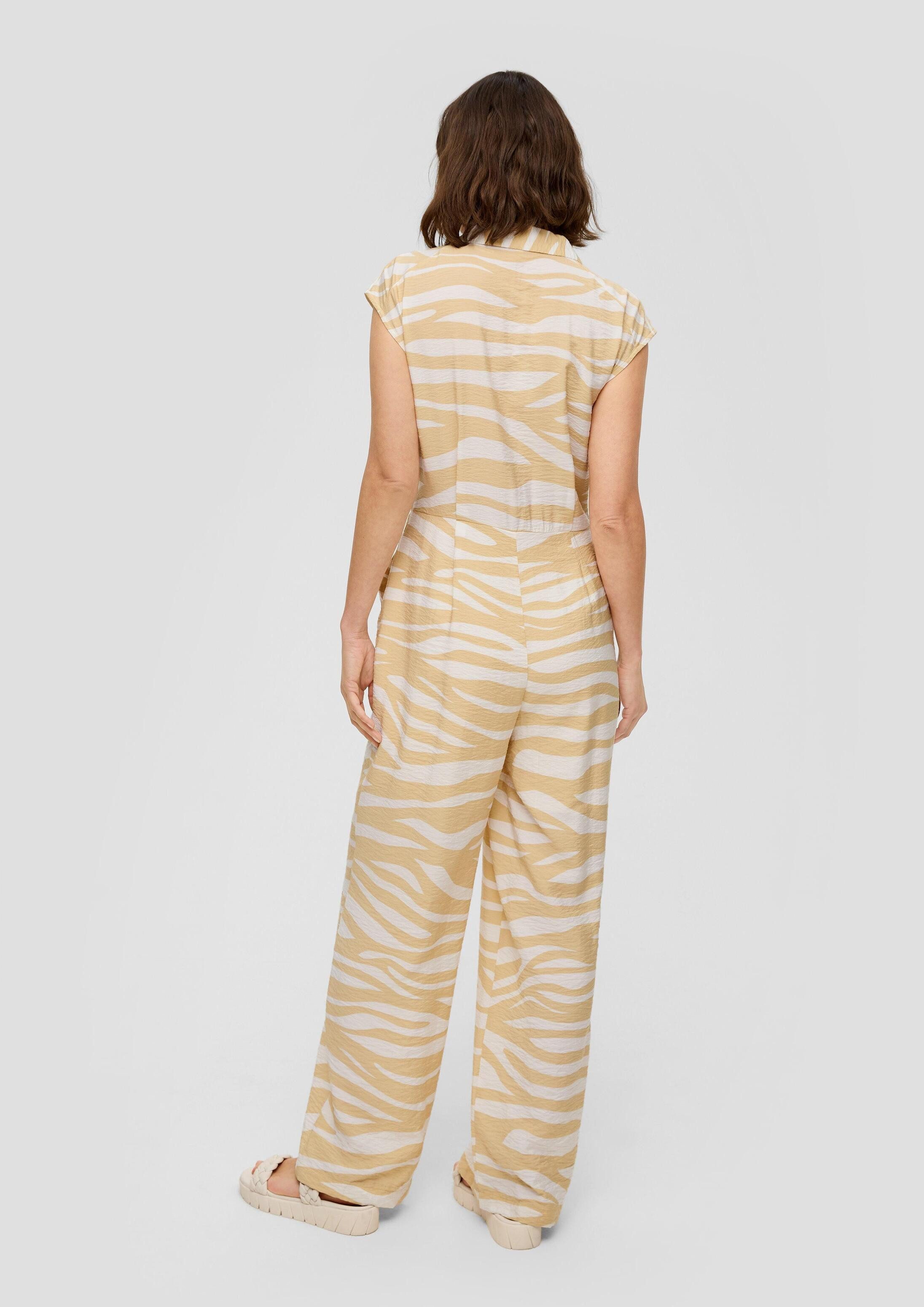 s.Oliver Jumpsuit Overall Ärmelloser Jumpsuit aus Viskose mit Bindegürtel