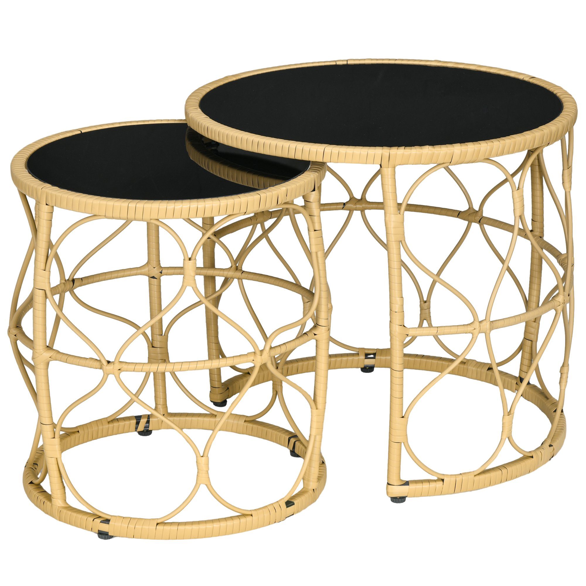 Outsunny Beistelltisch Couchtisch mit Rattanoptik (Kaffeetisch, günstig online kaufen