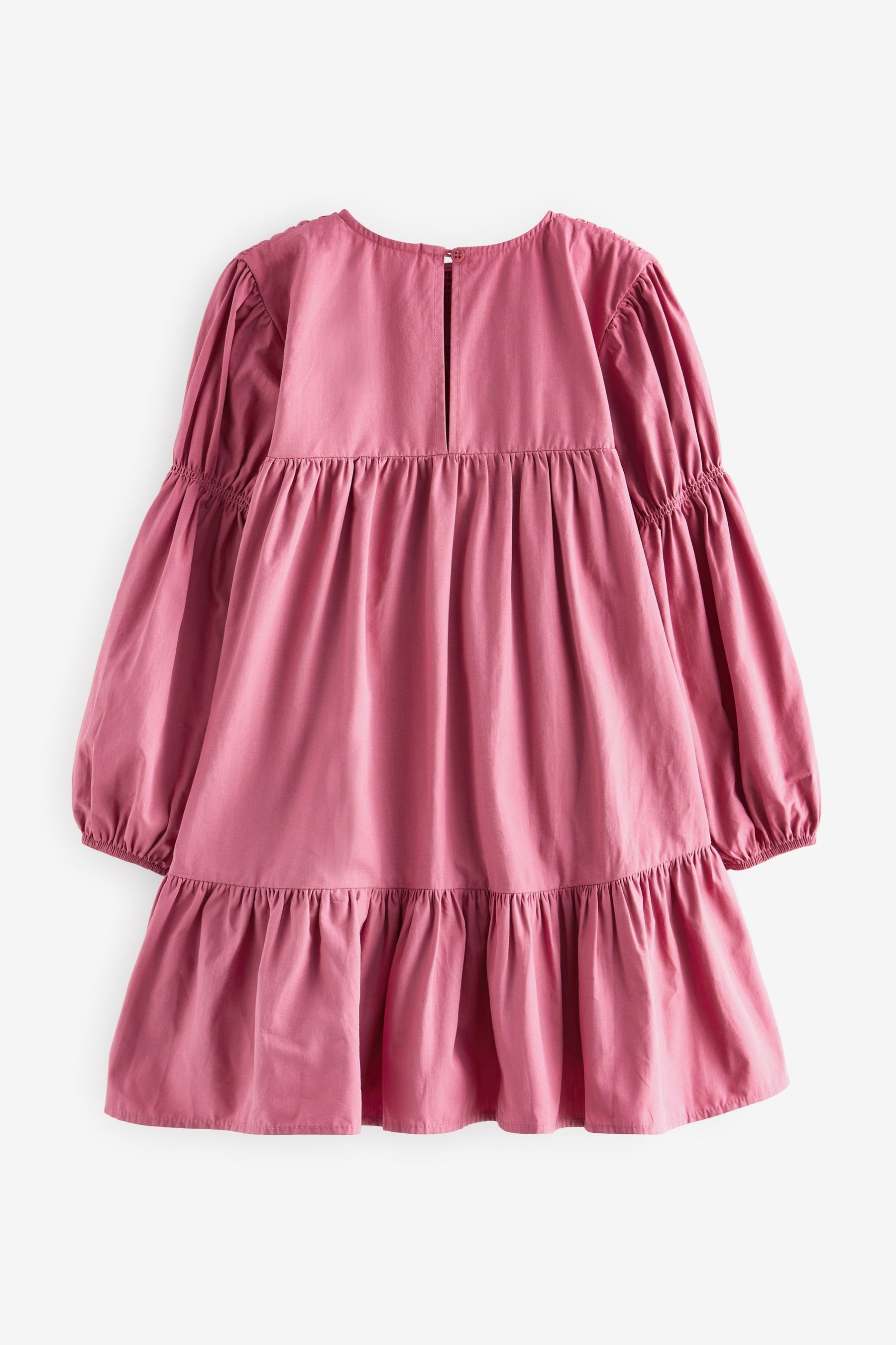 aus (1-tlg) Design mit Pink Kleid gezurrtem Next Baumwolle Smokkleid
