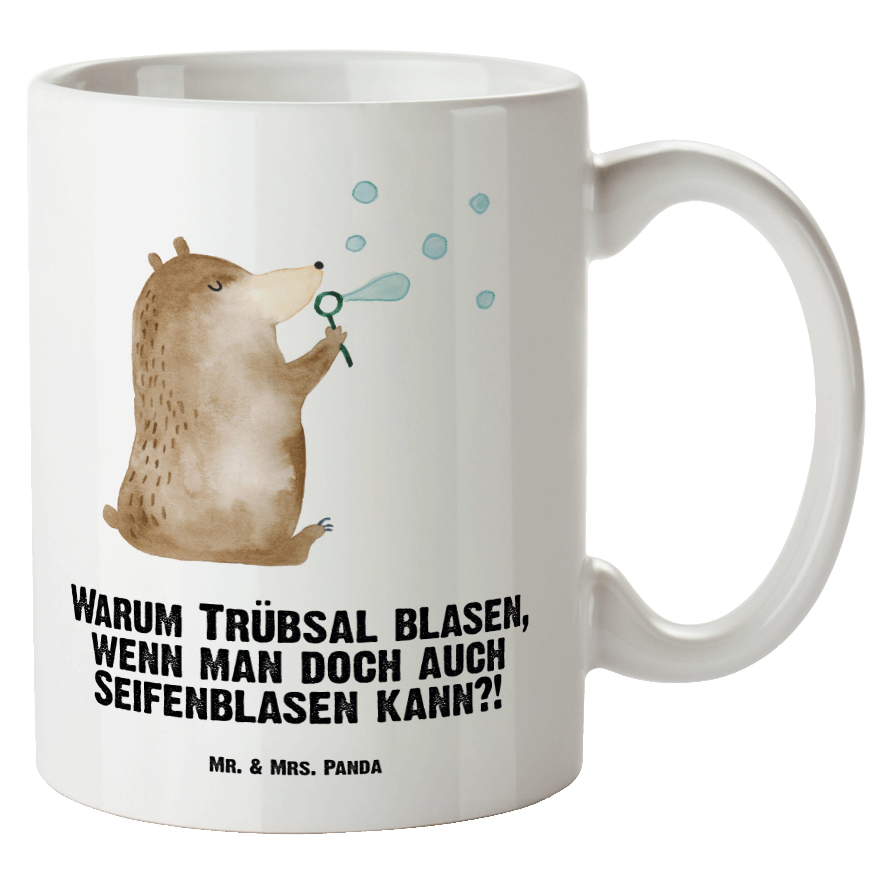 Mr. & Mrs. Panda Tasse Bär Seifenblasen - Weiß - Geschenk, spülmaschinenfest, Seifenblasen B, XL Tasse Keramik