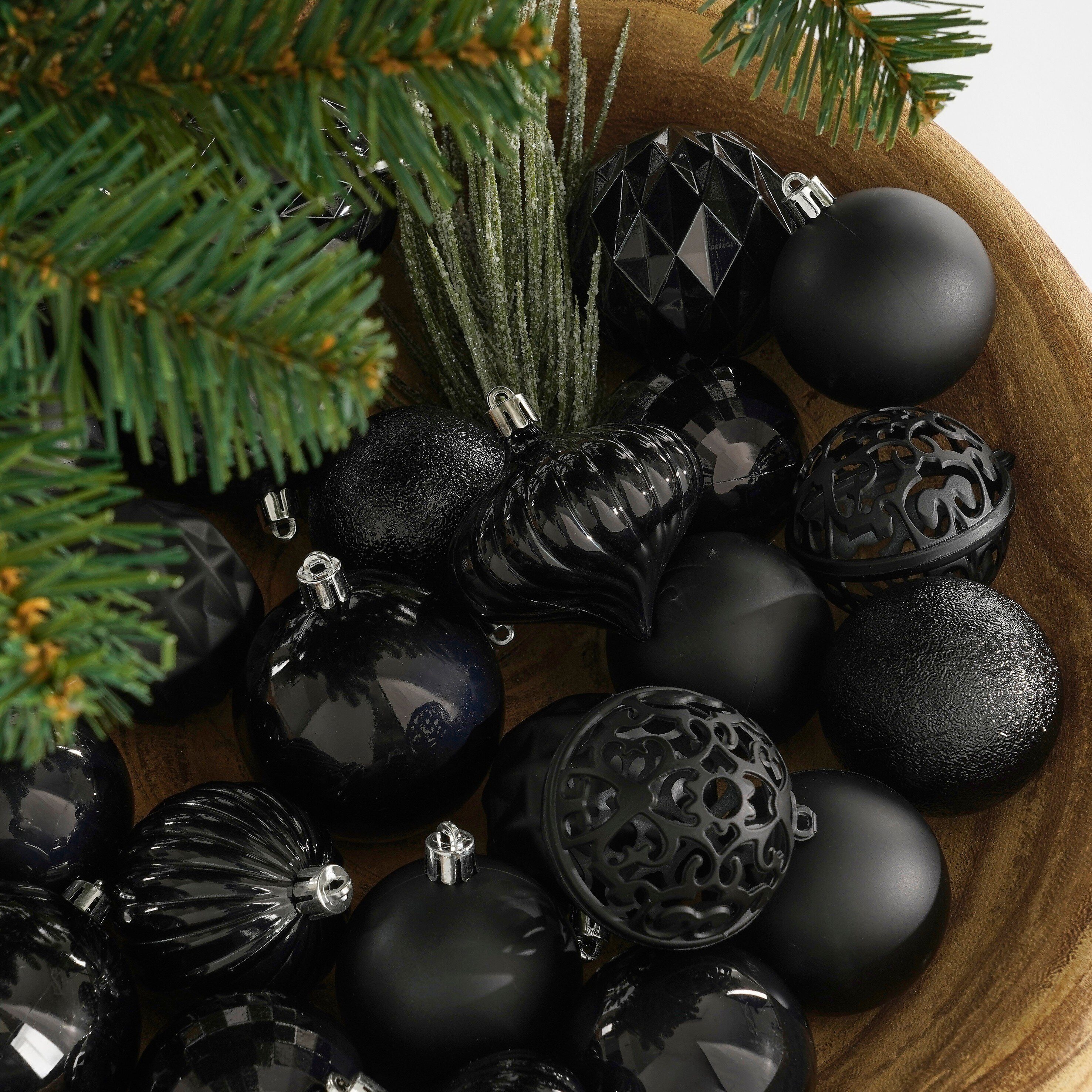 Mica Decorations Weihnachtsbaumkugel Mica Decorations Baum Dekoration bruchfest schwarz 60 Stueck - d7cm