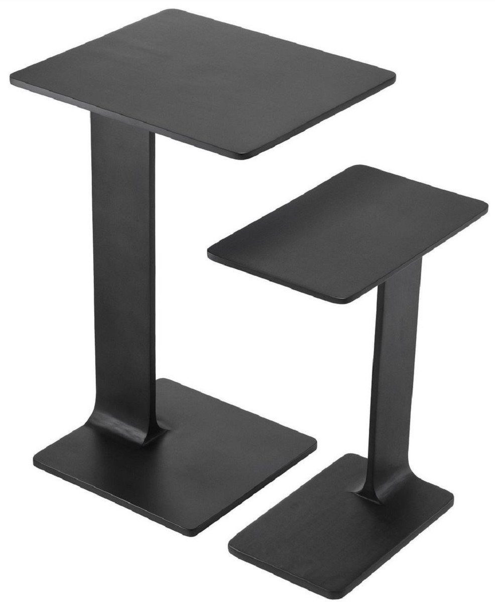 Casa Luxus Tische Qualität - Aluminium hochwertigem Padrino Set Beistelltisch Schwarz Möbel - Beistelltisch Luxus 2 aus -