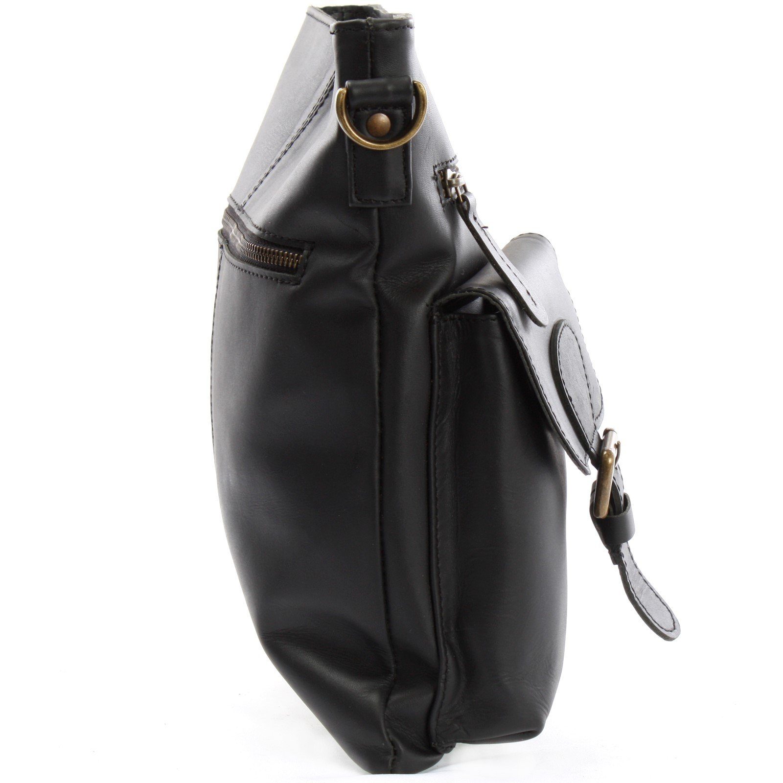 LECONI Umhängetasche Schultertasche Ledertasche Leder LE3084, aufgesetzte Außentaschen – abnehmbarer Schulterriemen – 29×32×5 cm
