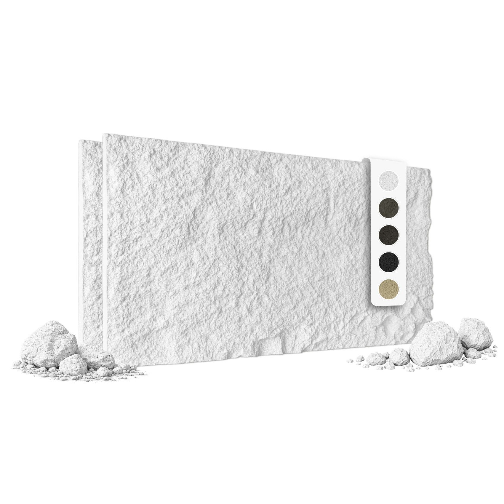 Hexim Wandpaneel, BxL: 60.5x121 cm, (Steinoptik Felsen Platten 2 Stück 120x60cm PU Wandverkleidung 1,46 m² 3D Paneele Bruchstein Stone Dekor Wandpaneele Wanddeko Steinplatte Felswand Wohnzimmer Innenwand weiß (A002-01 White)