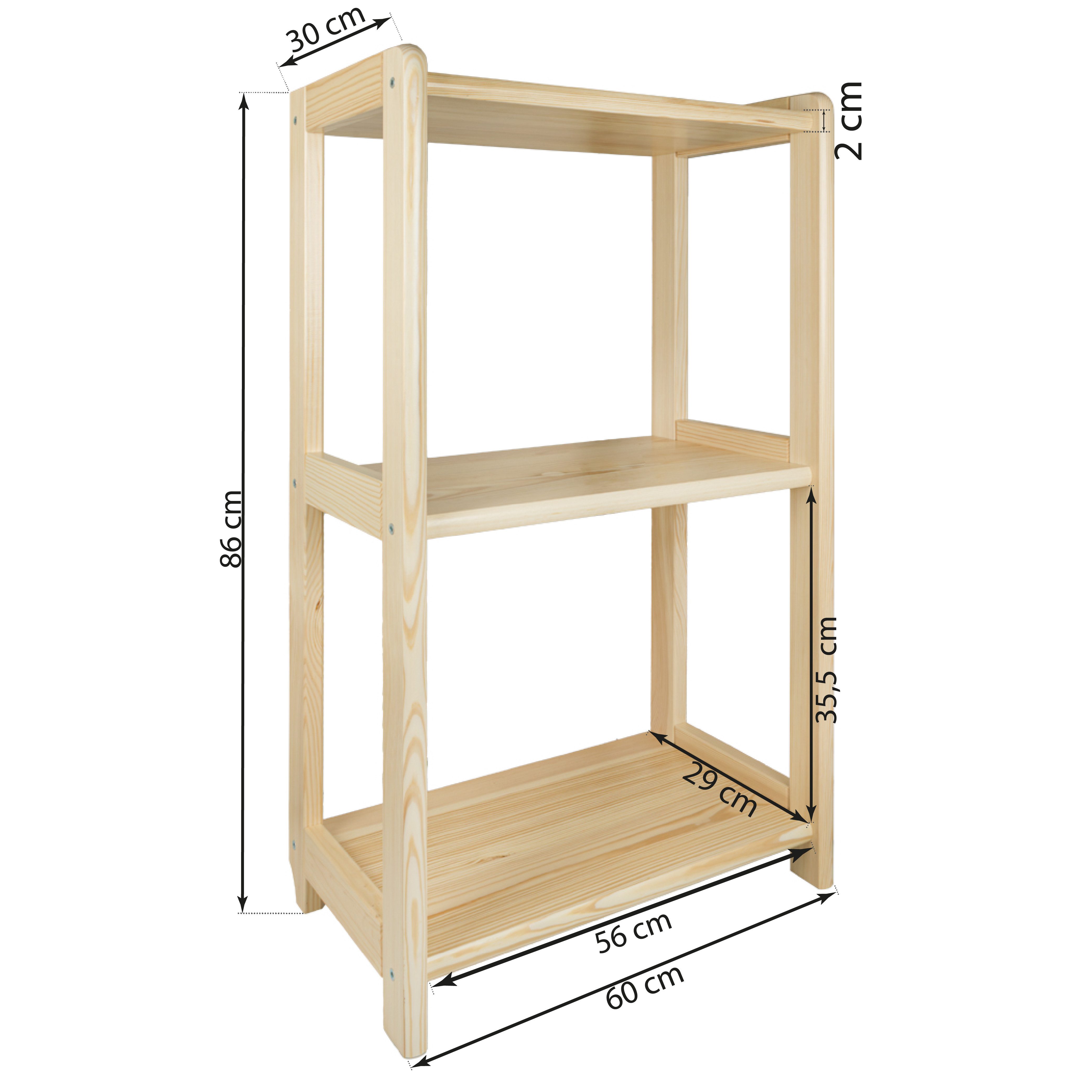 Prima-Online Standregal Standregal Holz Kiefer Bücherregal Stehend mit 3/ 4 günstig online kaufen