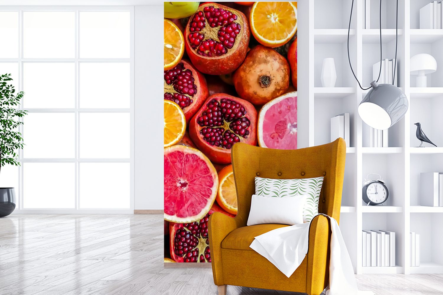 Matt, Orange Granatapfel für Schlafzimmer - Wohnzimmer - Rot, Vliestapete St), (2 bedruckt, Fototapete Fototapete MuchoWow Küche,