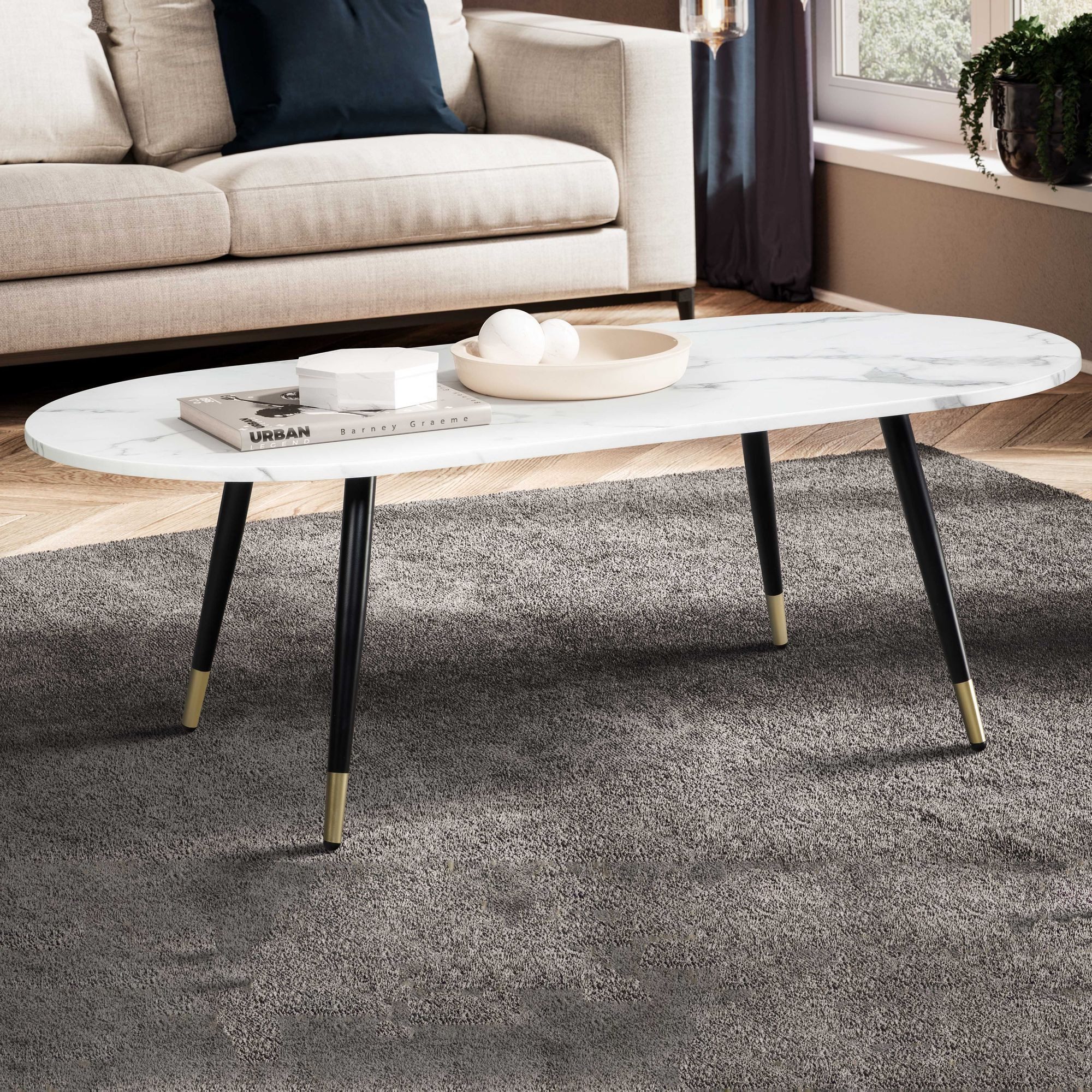FINEBUY Couchtisch FB60704 Sofatisch Marmor Optik 120 cm Wohnzimmertisch Ti günstig online kaufen