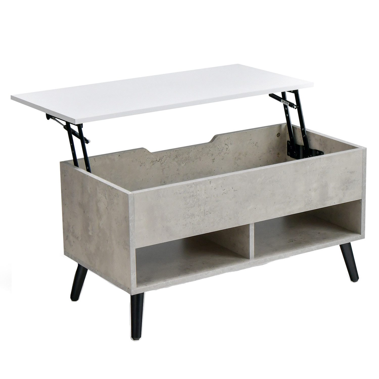 KOMFOTTEU Couchtisch, Kaffeetisch mit anhebbarer Tischplatte, 80 x 40 x 46-60 cm