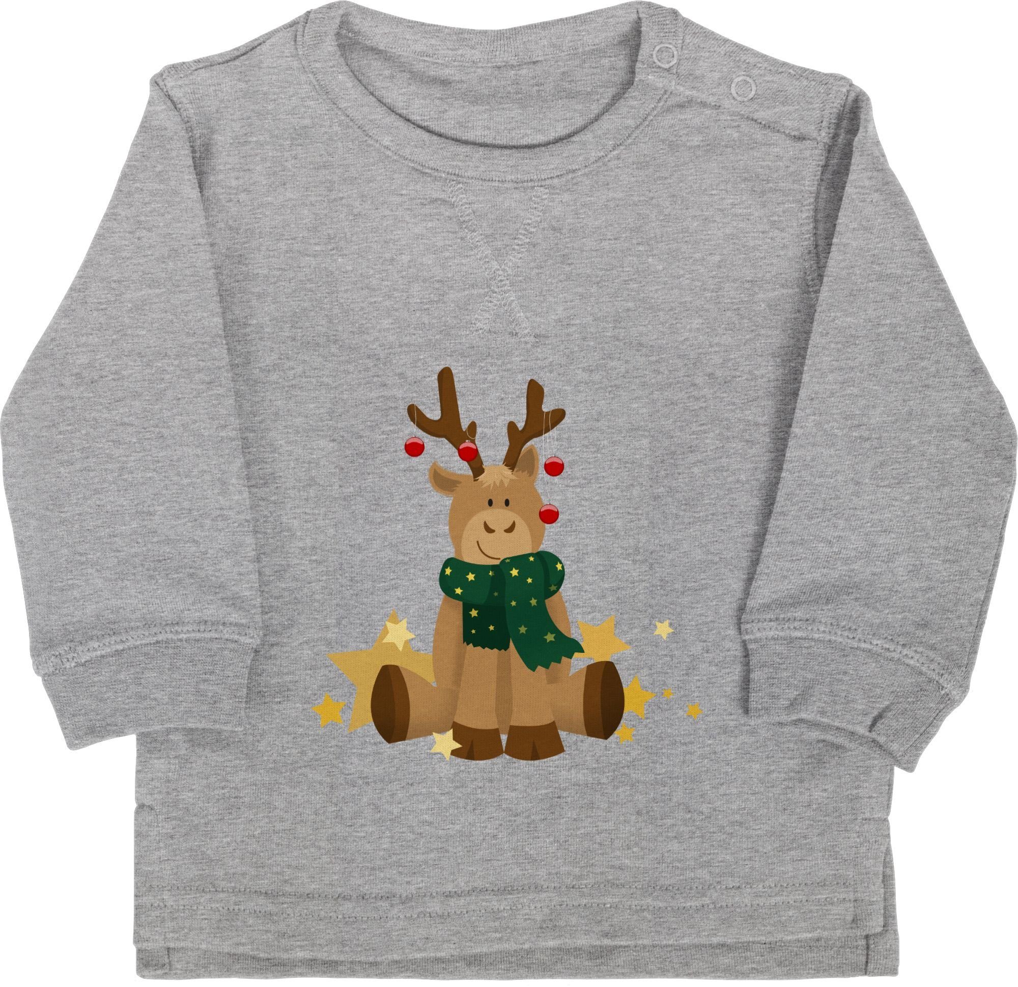 Shirtracer Sweatshirt Grau Weihnachten 2 meliert Baby Elch süßer Kleidung