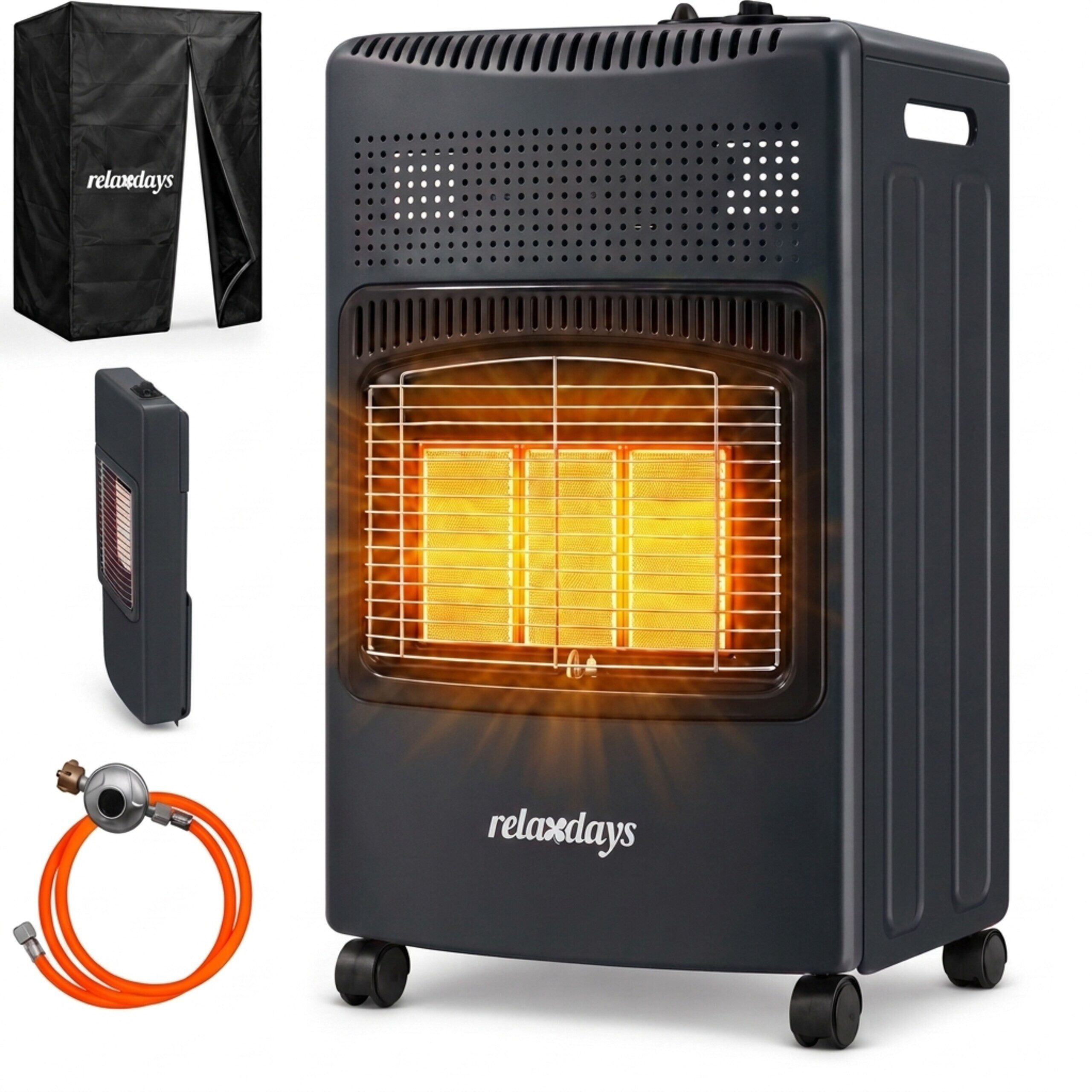 relaxdays Infrarotstrahler Gasheizofen 3 Stufen, 4200 W, schwarz