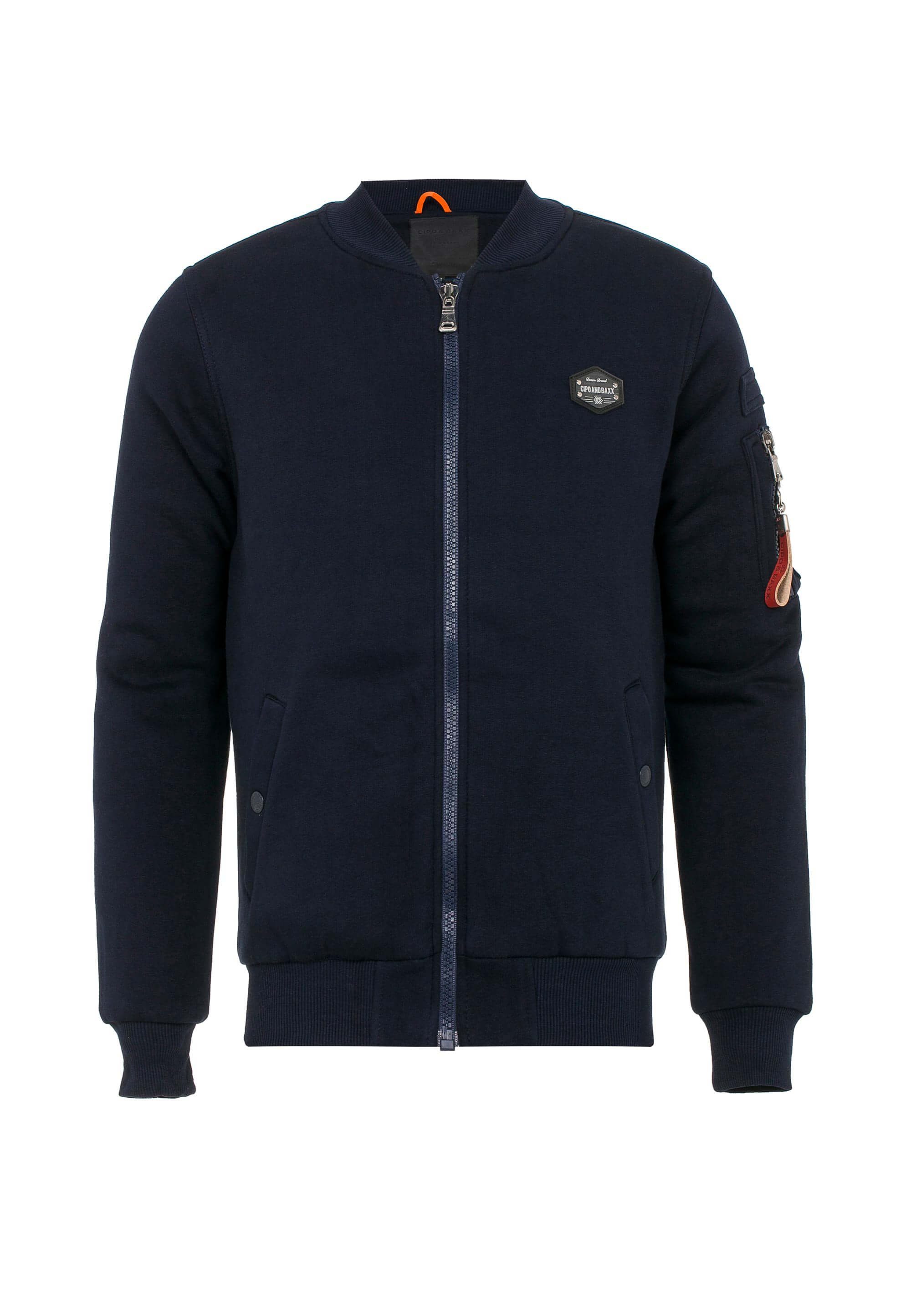 Cipo & mit Baxx Reißverschluss Revers Sweatjacke und blau