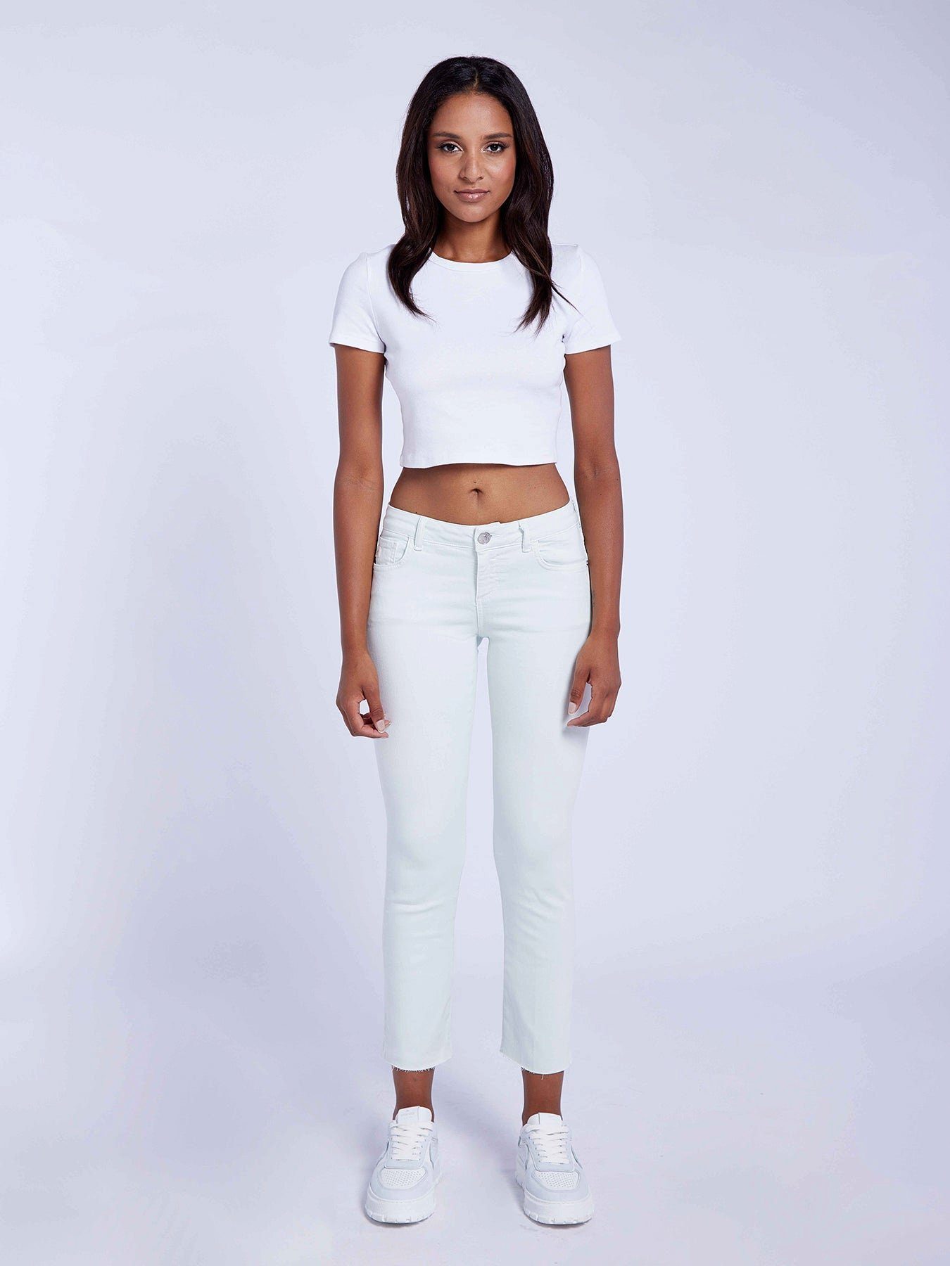 Goldgarn Straight-Jeans Jeans Rosengarten I Flare Fit Weiß