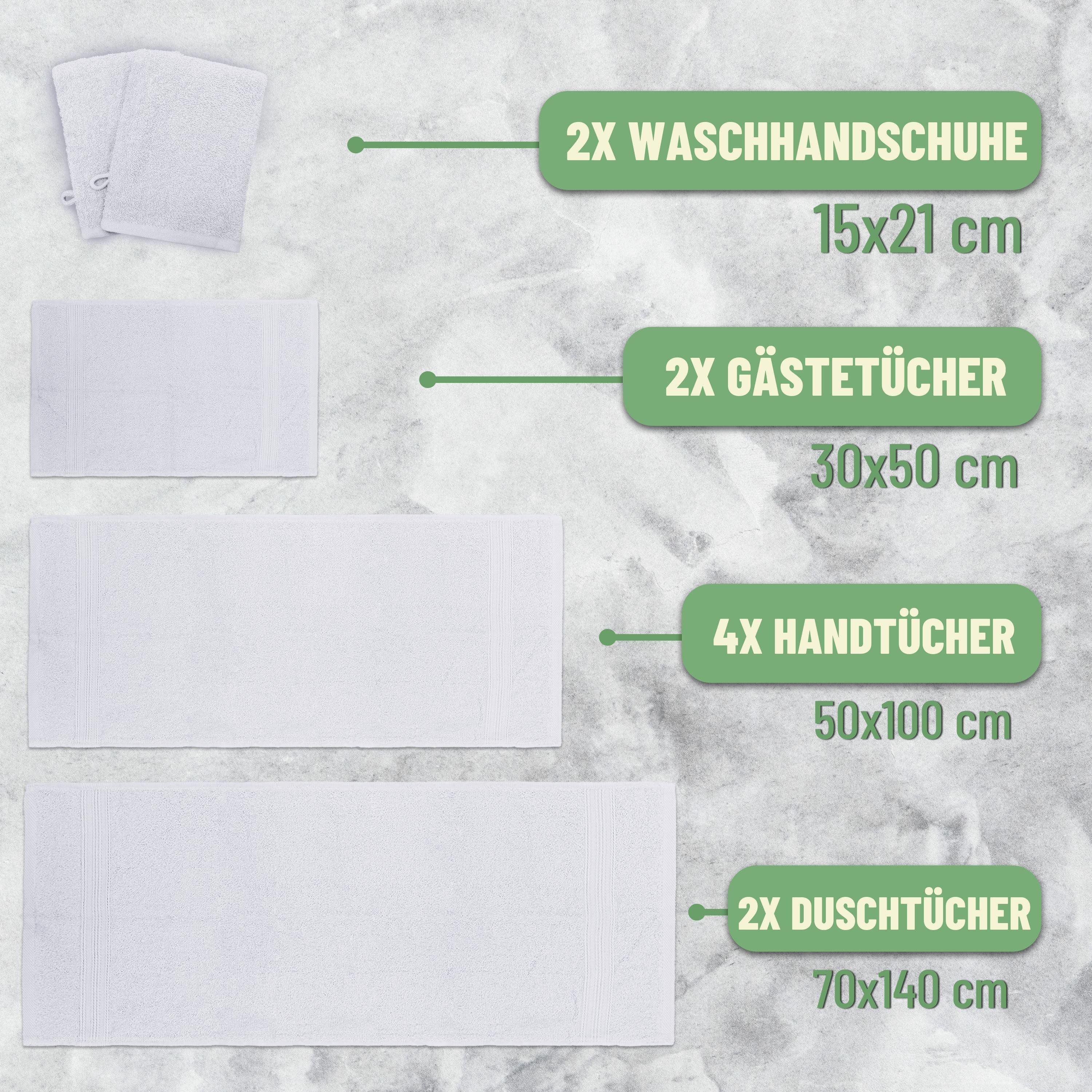NatureMark Handtuch Set 10 tlg. Frottier Handtuch-Set, 100% Baumwolle (10-St), 4X Handtücher, 2X Duschtücher, 2X Gästetücher, 2X Waschhandschuhe – Bild 2 von 5