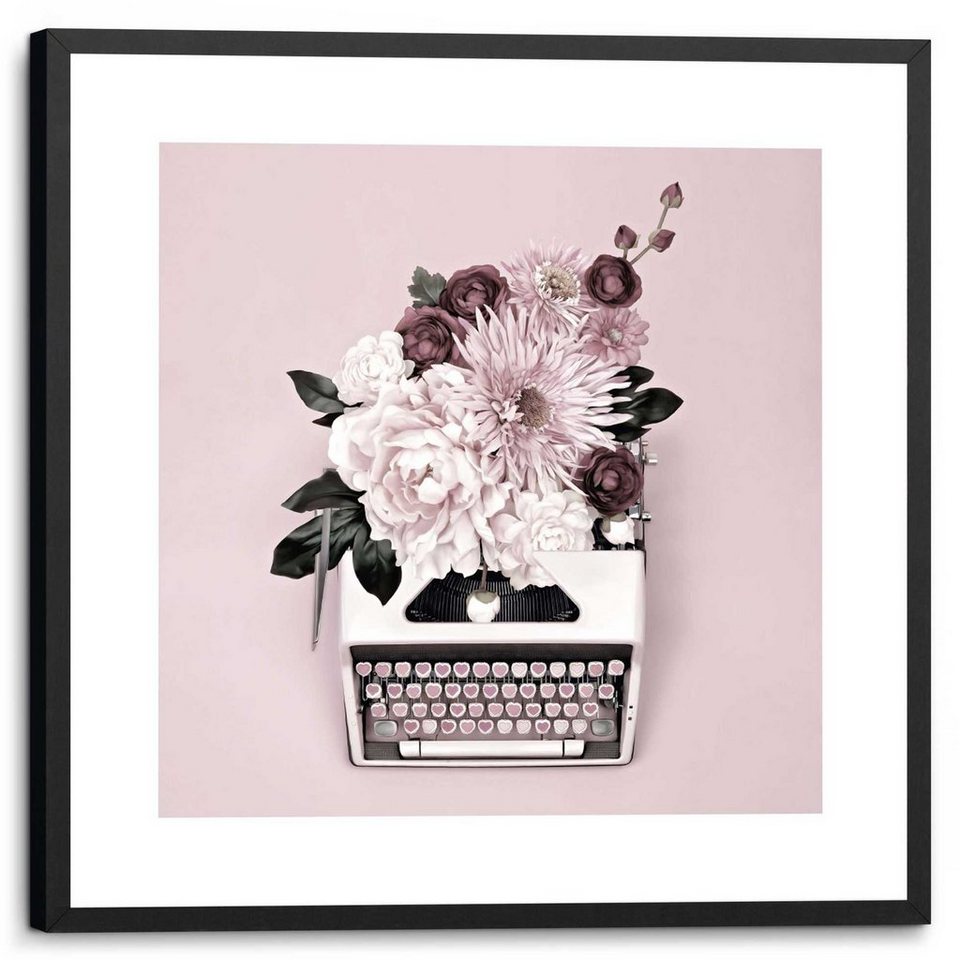 Reinders! Wandbild Schreibmaschine Blumen - Gerahmtes Bild