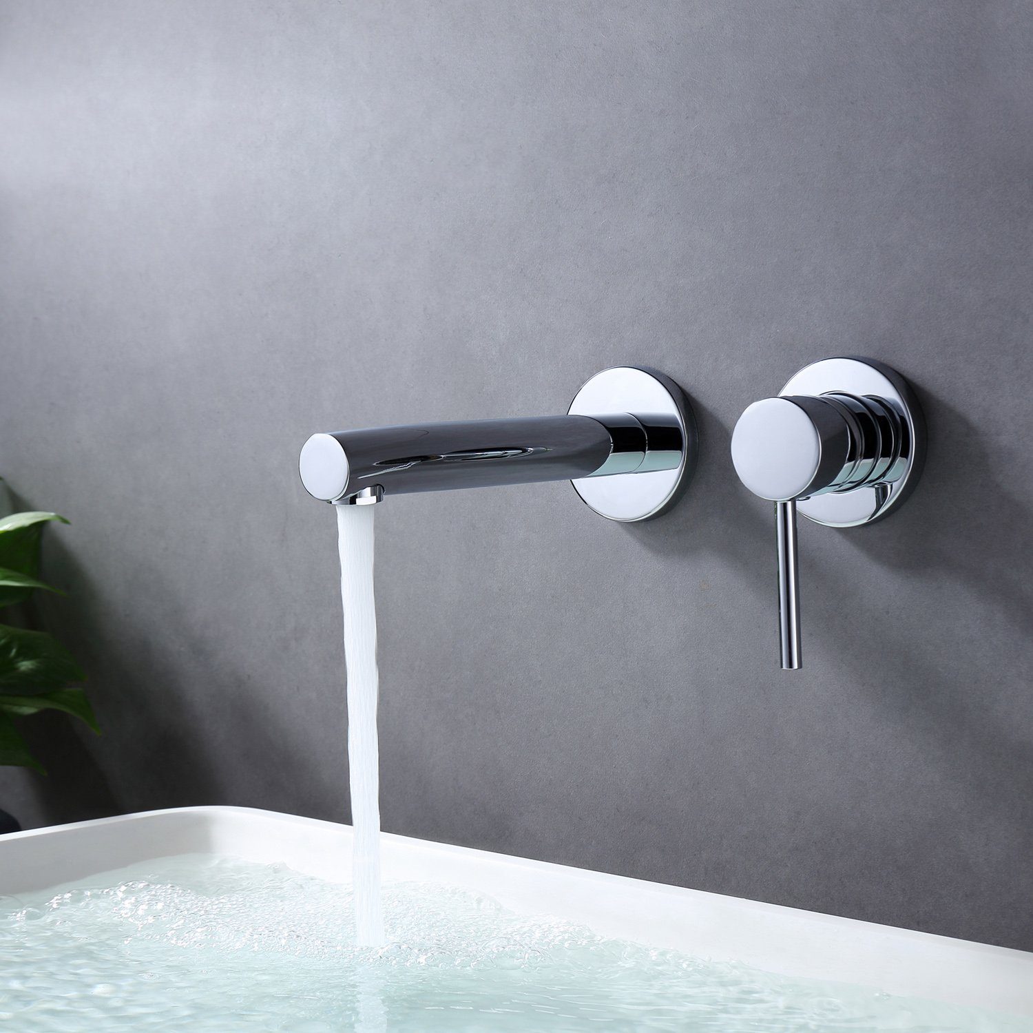 WISTUM Waschtischarmatur Wasserhahn wandmontage, Unterputz-Wasserhahn Chrom günstig online kaufen