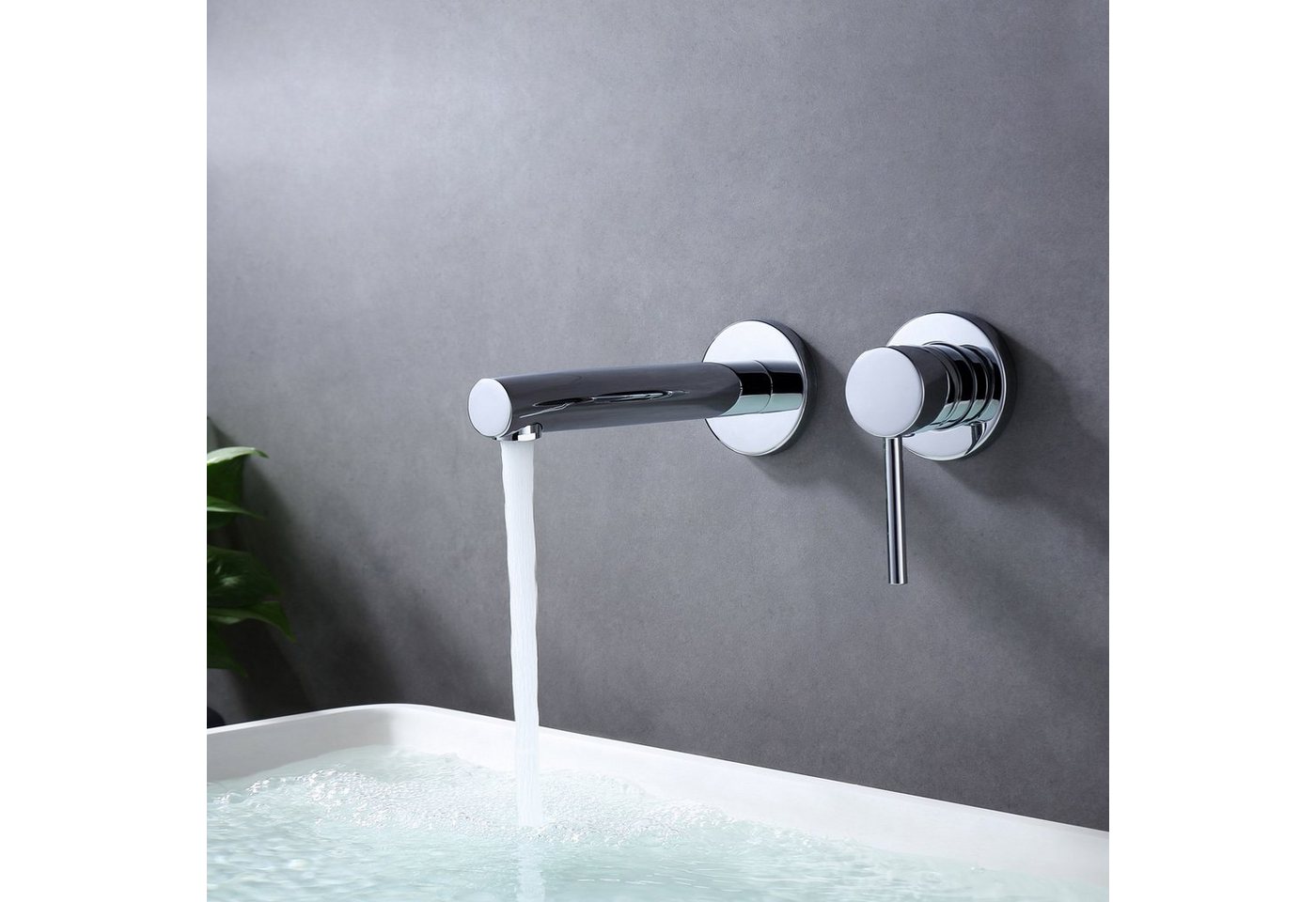 Thumbnail - WISTUM Waschtischarmatur Wasserhahn wandmontage, Unterputz-Wasserhahn Chrom (Waschtischarmatur wasserhahn unterputz, Ver...