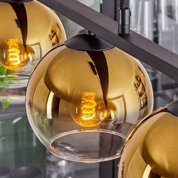 hofstein Pendelleuchte Hängelampe aus Metall/Glas in Schwarz/Goldfarben/Klar, ohne Leuchtmittel, Hängeleuchte mit Glasschirmen (15 cm), Höhe max. 111,5 cm, 5 x E27