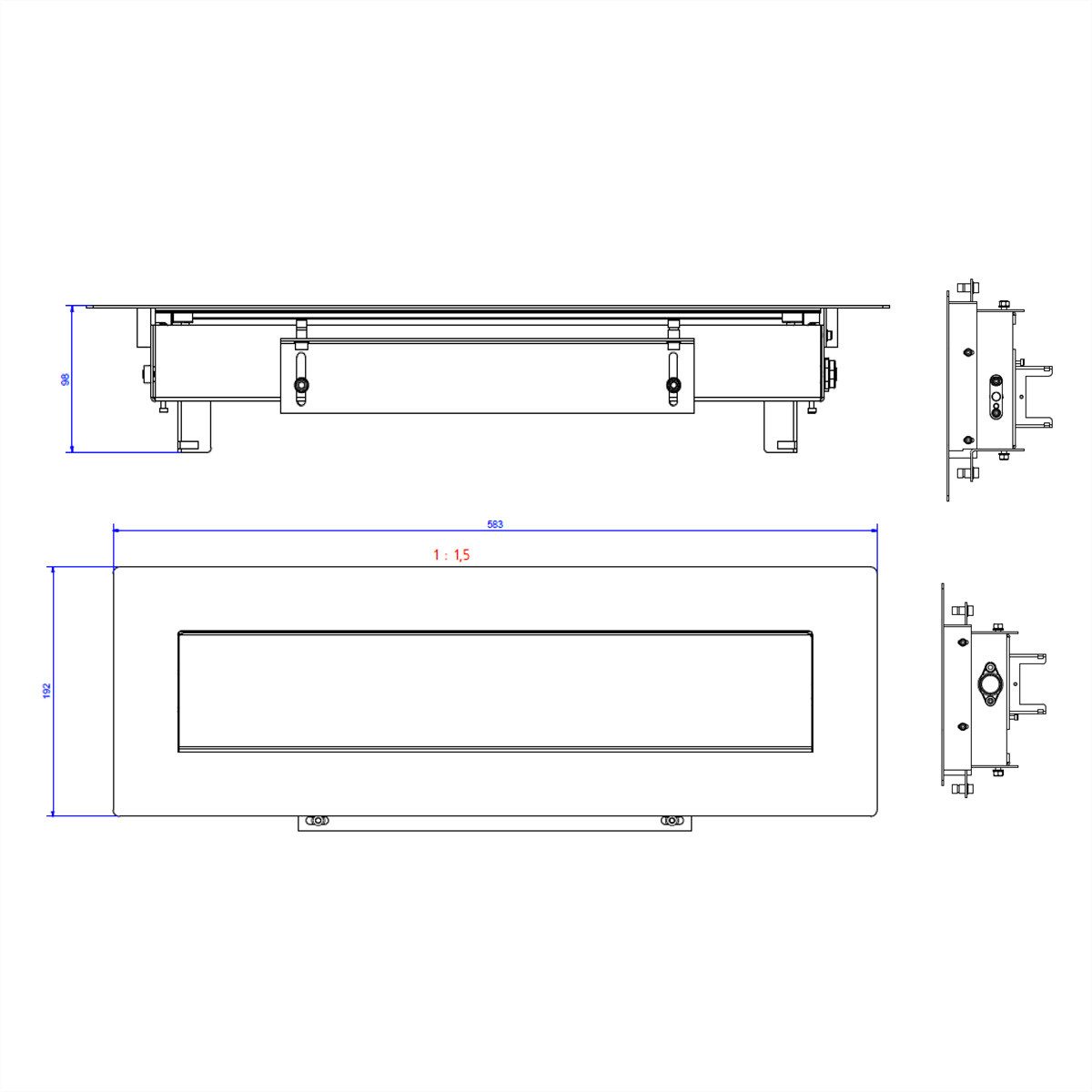 Bachmann TOP FRAME Auftisch Sym 8fach RAL9006 Gehäuse sw Einbau-Tischsteckdosenleiste, 925.801