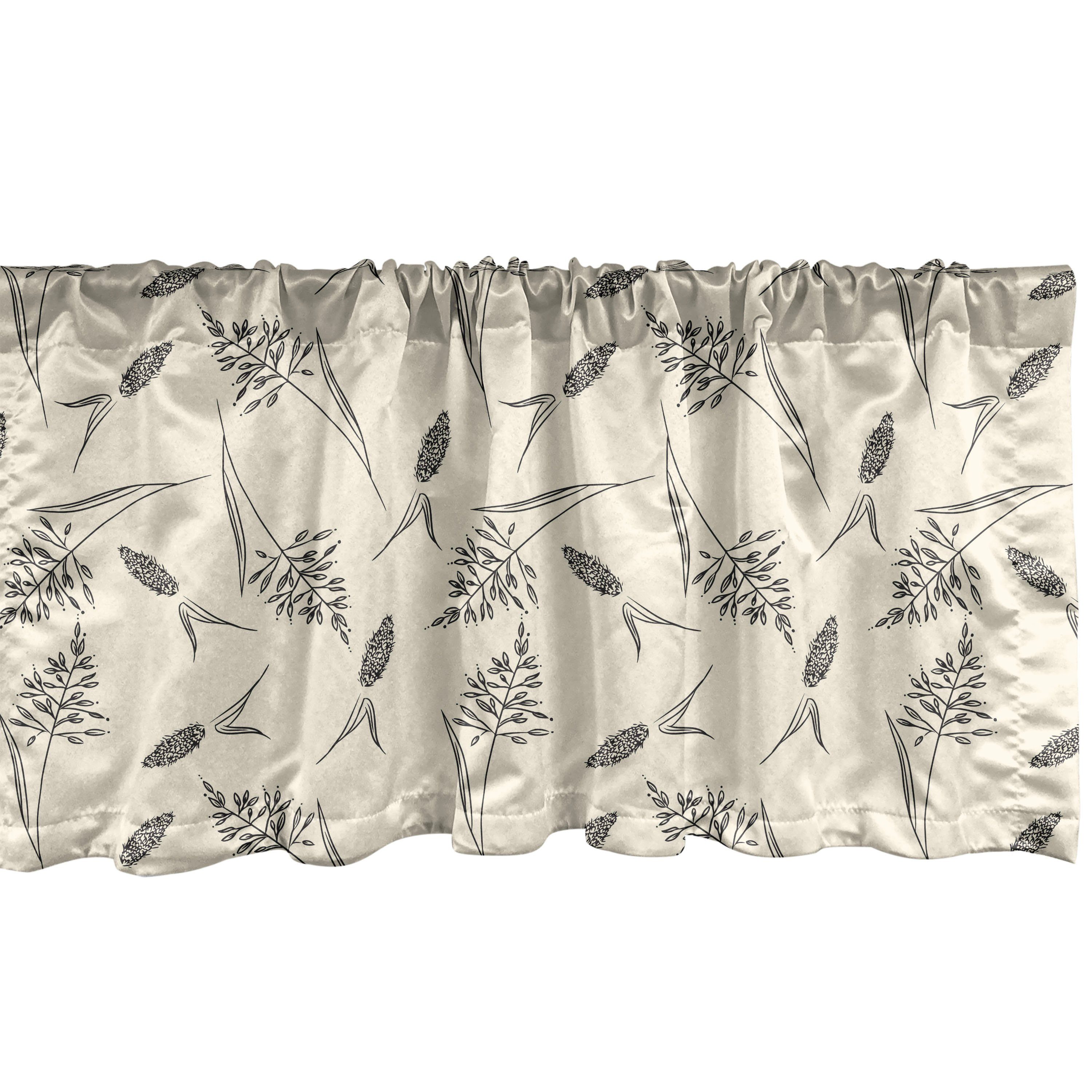 Scheibengardine Vorhang Volant für Küche Schlafzimmer Dekor mit Stangentasche, Abakuhaus, Microfaser, Boho Botanische Natur Kräuter Muster