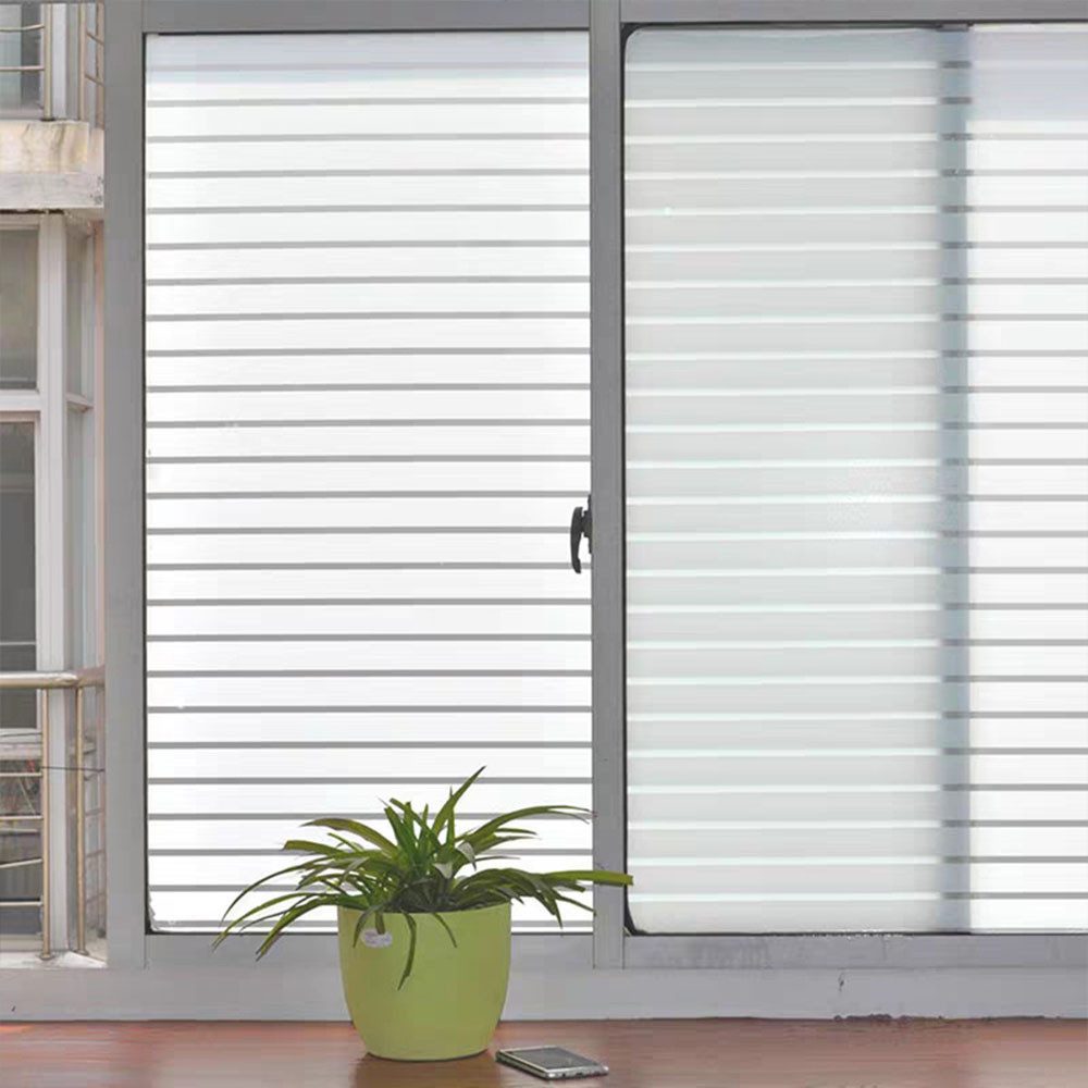 HomeBella Fensterfolie Statisch haftende Fensterfolie mit Streifen Sichtschutzfolie, – Milchglas Optik für Fenster & Türen, ohne Kleber